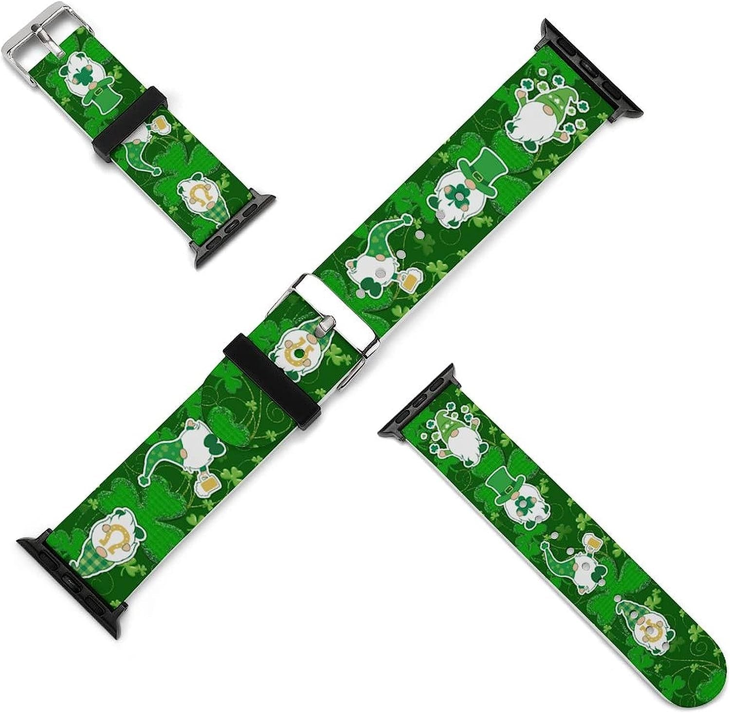 St Patrick Day Gnome Watch Bands Compatible with Apple Watch 38Mm 40Mm 42Mm 44Mm, St. Patrick'S Day Soft Pattern Silicone Straps Wristbands Replaceable Strap for Iwatch Series 6 5 4 3 2 1  MATIC   