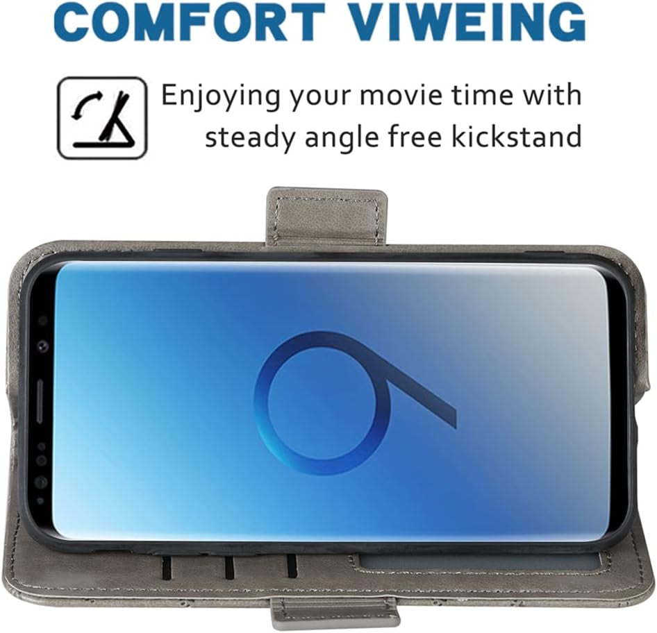 WWAAYSSXA Compatible with LG V40 Thinq Wallet Case Wrist Strap Lanyard Leather Flip Card Holder Stand Cell Accessories Phone Cover for LGV40 Storm V 40 Thin Q V40Thinq LG40 40V 40Thinq Women Grey  WWAAYSSXA   