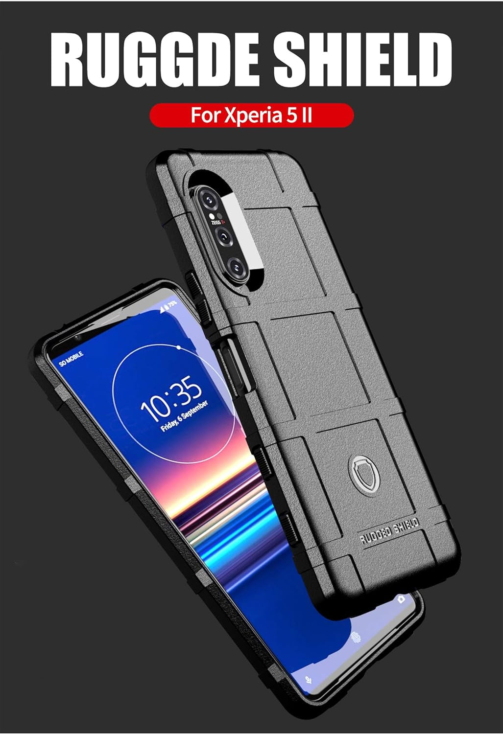 Sony Xperia 5 II Case,Zyzx Heavy Duty Shockproof Military Grade Drop Tested Field Protective Phone Case Super Sturdy TPU Bumper Full Body Rugged Hard Cover for Sony Xperia 5 II, Hd-Black  ZYZX   