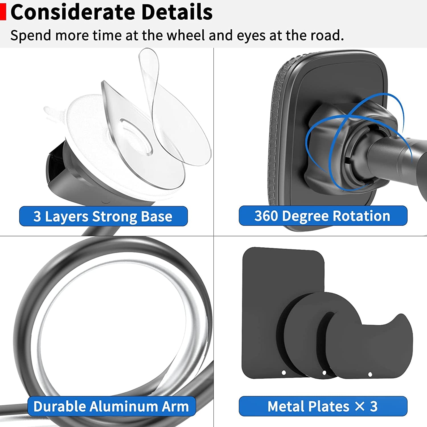 Windshield Car Phone Mount Long Arm, Apps2Car 13 Inches Gooseneck Magnetic Window Mobile Holder for Truckers Drivers Semi Truck SUV MPV Vehicle Compatible with All Iphone Samsung Phones Ipad Mini  Wiiki-Tech   