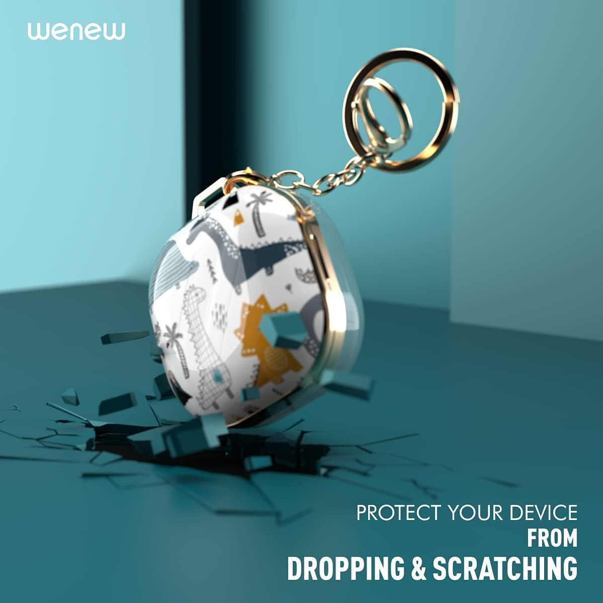 Wenew Case for Galaxy Buds 2 Pro/Galaxy Buds Pro/Galaxy Buds 2 / Galaxy Buds Live, Cute Pattern Hard Shell with Clip for Women Men Girls Kids (Cute Dino)  wenew   