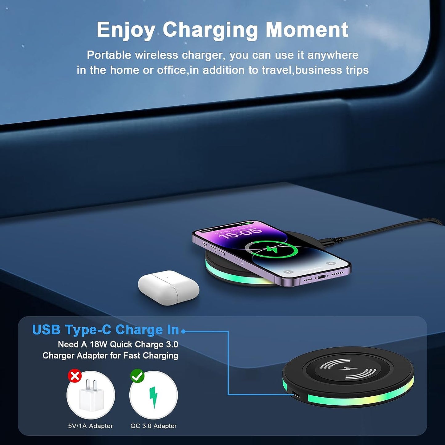 15W Samsung Wireless Charger Fast Charging Pad for Samsung Galaxy S23/S23 Ultra/S23 Plus/S22/S21 FE/S20/Z Fold 5 4 3/Z Flip 5 4 3/S10/S9/S8/S7/Note 20 10 9 8,Iphone 14 13 12 11 Pro Max,Pixel 7 6 5 4 3  Shenzhen Chuang Wei Da Technology Co., LTD   