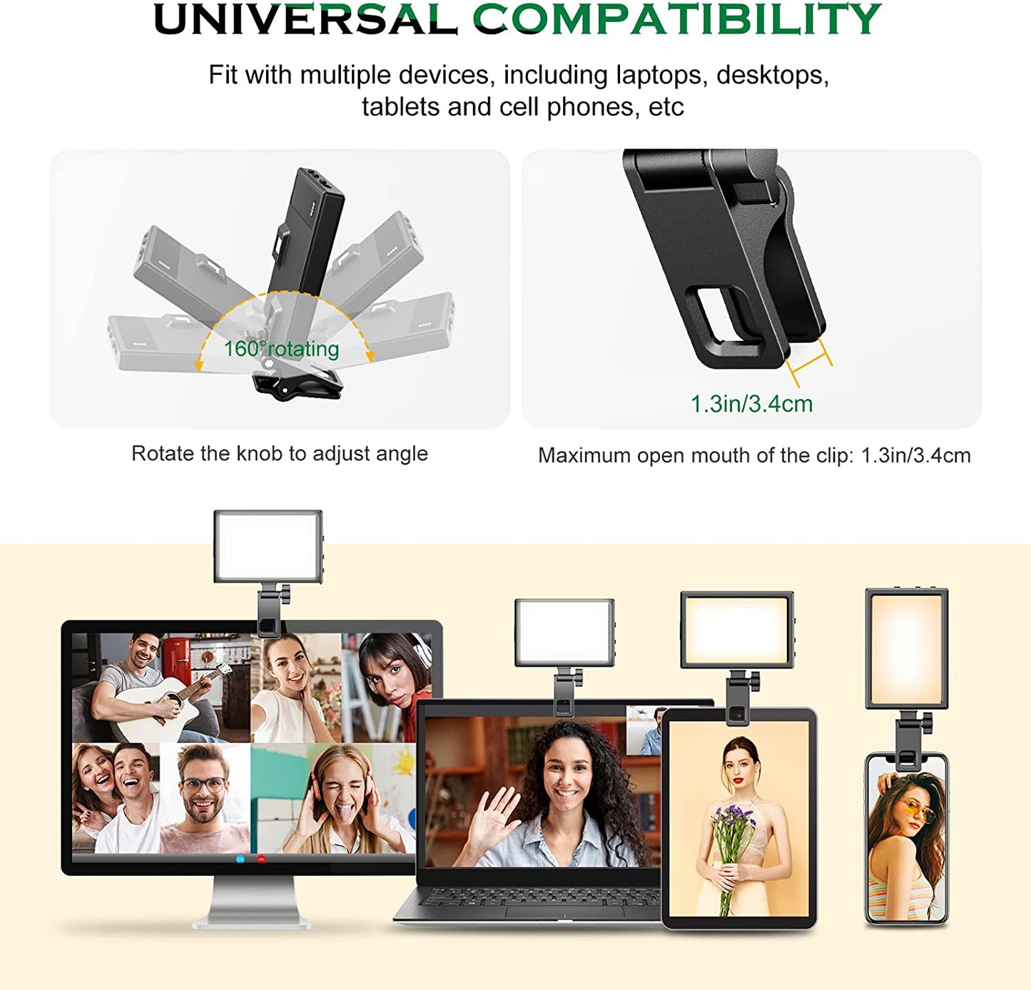 Aureday Rechargeable Selfie Light, Clip-On LED Ring Light for Phone, Laptop, Tablet and Computer, Portable Phone Light for Selfie/Video Conference/Zoom Call/Photography/Makeup/Picture  Aureday   