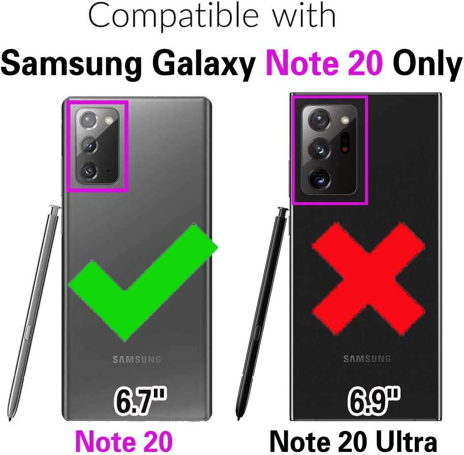 Asuwish Phone Case for Samsung Galaxy Note 20 Glaxay Note20 5G with Tempered Glass Screen Protector Cover and Credit Card Holder Stand Cell Accessories Gaxaly Notes 20S Twenty Not S20 Women Men Purple  Asuwish   