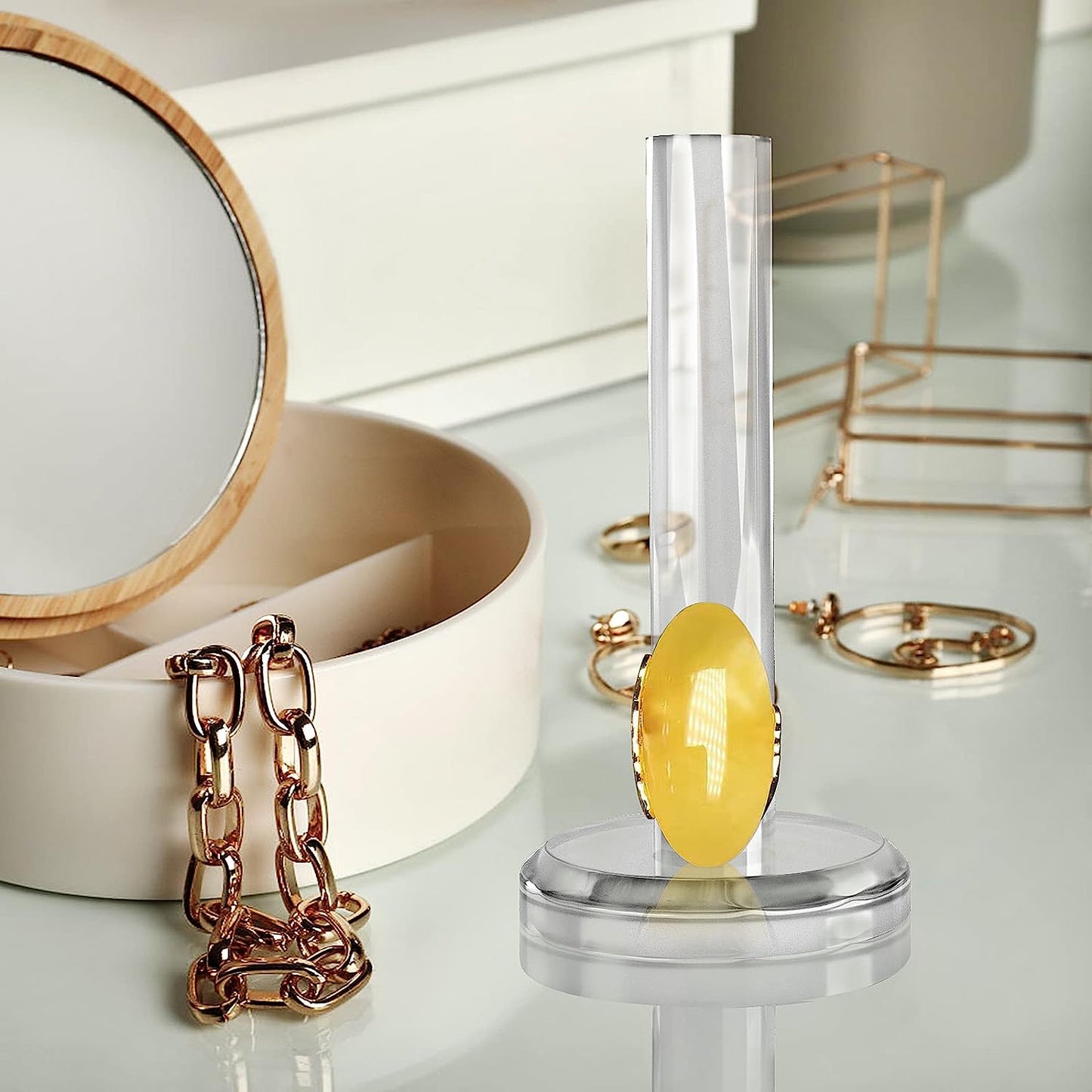 2 Pcs Ring Holder for Jewelry Hand Ring Holder Jewelry Stand, Jewelry Display Stand Ring Storage Holder Crystal Clear Acrylic, Finger Ring Jewelry Ring/Wedding Ring Display Ring Organizer for Women  Hsufeng   