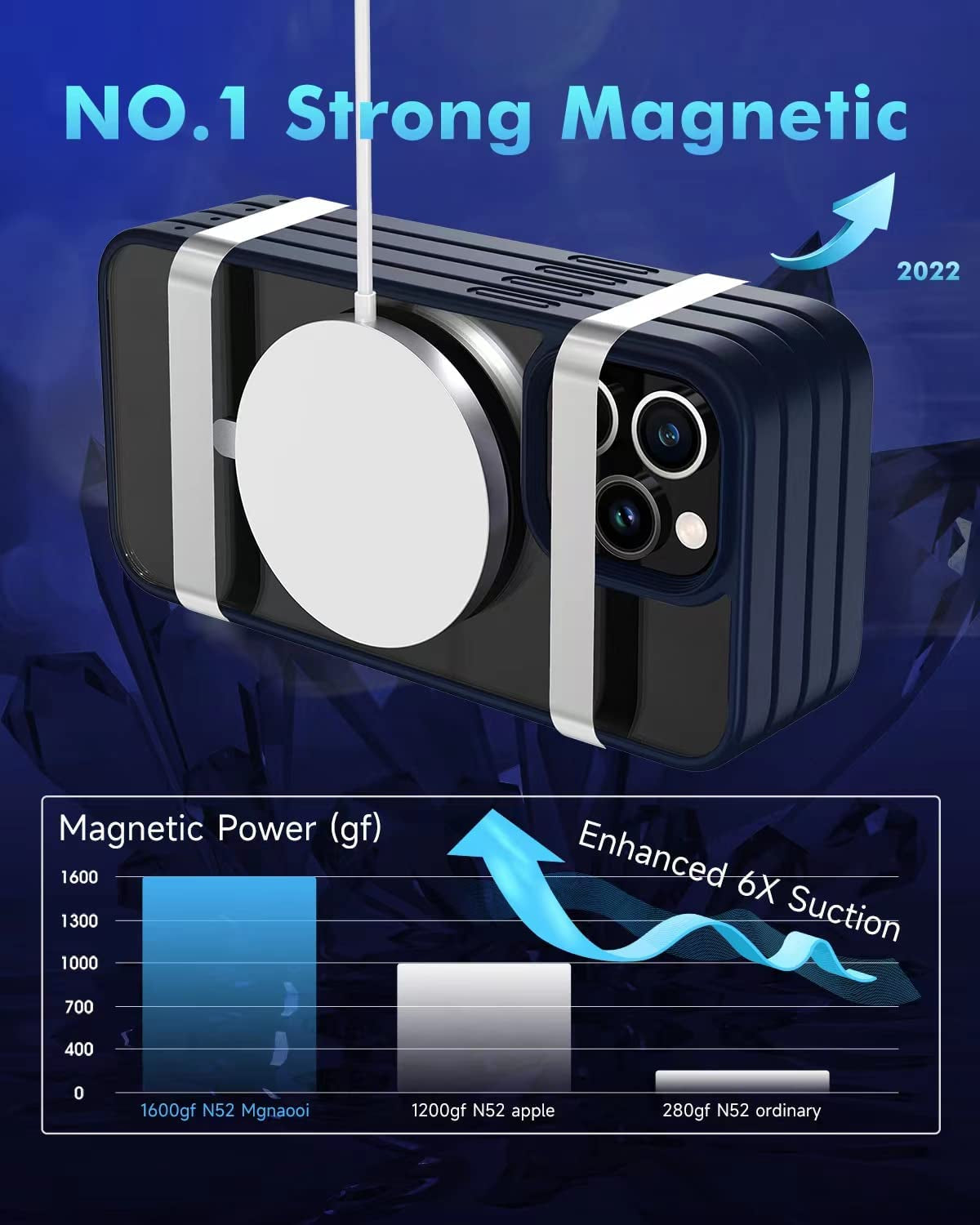 Mgnaooi Magnetic Case for Iphone 14 Pro Case [Mil-Grade Drop Tested & Compatible with Magsafe] Translucent Matte Back with Aluminum Alloy Keys, Shockproof 14 Pro Phone Case 6.1 Inch, Blue  Mgnaooi   