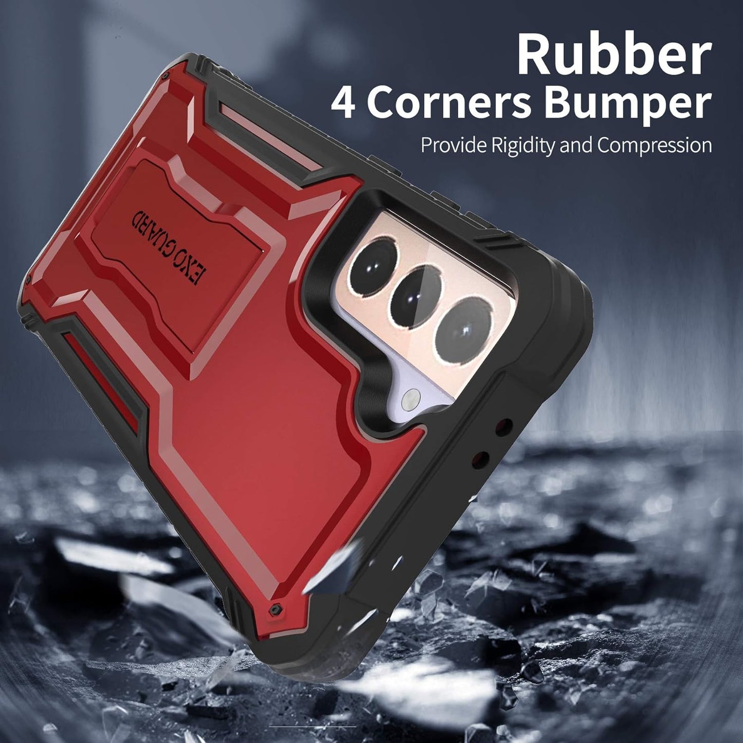 Exoguard Samsung Galaxy S21 plus 5G Case, Rubber Shockproof Full Body Cover Case for Samsung S21 plus Phone 6.7 Inch, Built-In Kickstand (Red)  ExoGuard   