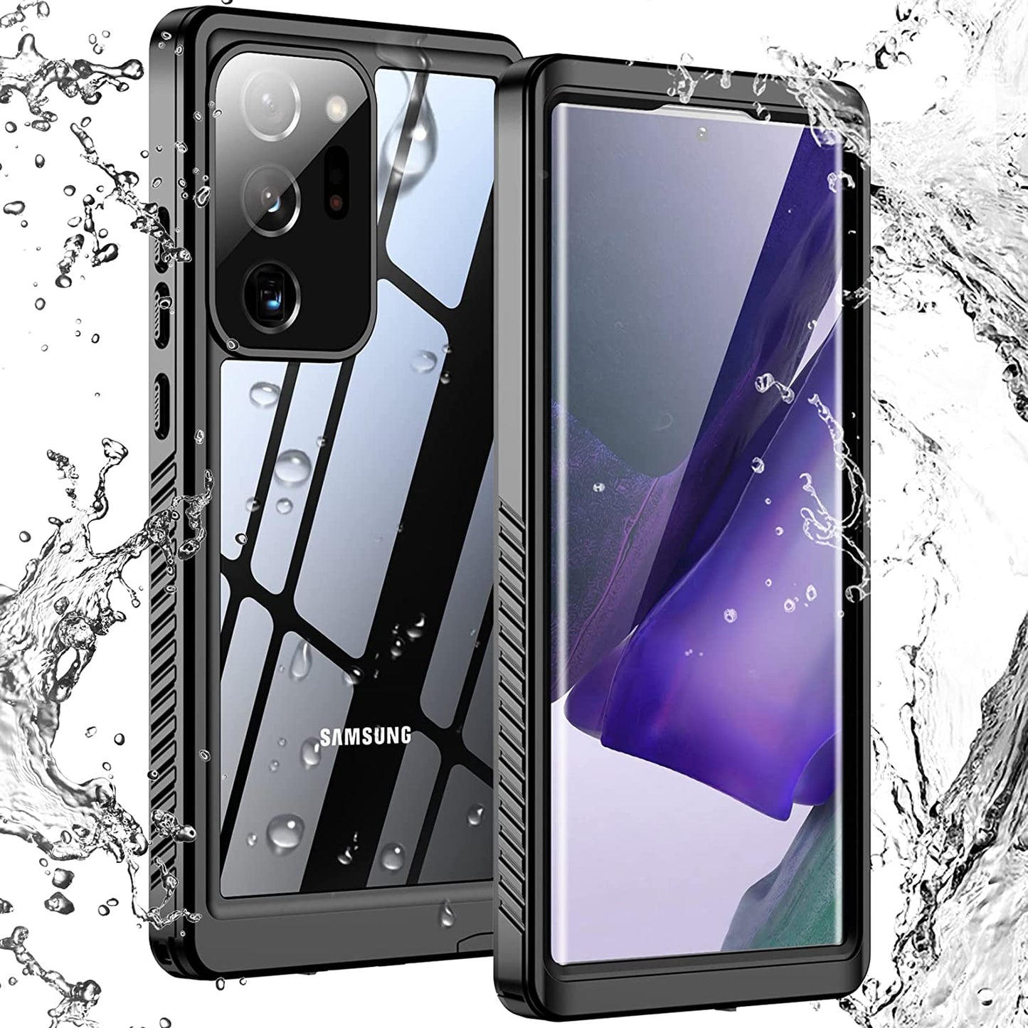 Temdan for Samsung Galaxy Note 20 Ultra Case Waterproof, Built in Screen Protector 360° Full Body Heavy Duty Shockproof IP68 Waterproof Note 20 Ultra Case for Samsung Note 20 Ultra 5G 6.9"(Purple)  Temdan Black  