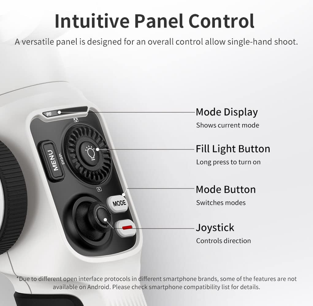 ZHIYUN Smooth 5S Combo 3-Axis Handheld Gimbal Stabilizer for Smartphone,Cell Phone Video Stabilizer for Iphone 13 12 11 X 8 7 6 plus and Android Cell Phone (White)  ZHIYUN   