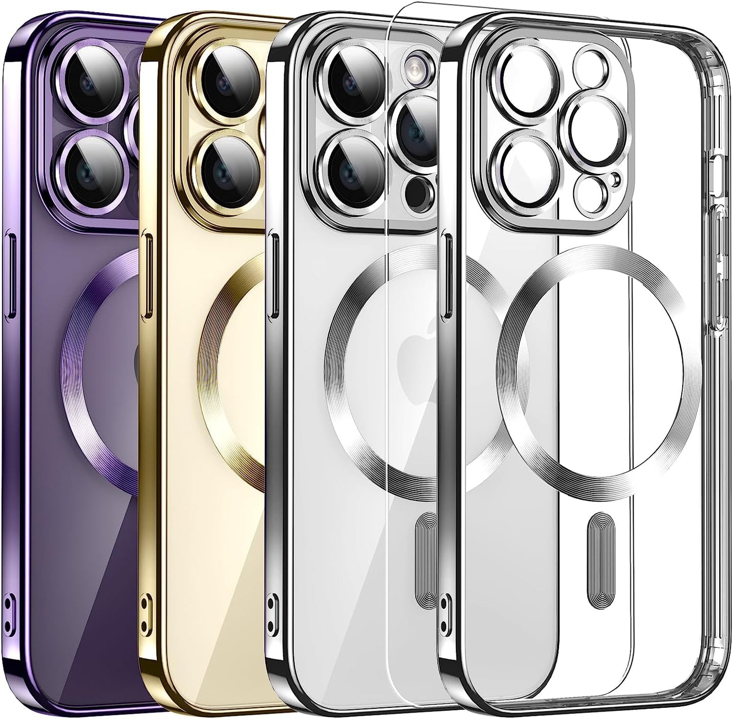 Magnetic Clear for Iphone 14 Pro Max Case with Magsafe [Integrated Camera Glass] Women Phone Case [Original Iphone Exterior] Silicone Cover Slim Thin [Non-Yellowing] Anti-Fingerprint Scratch Men  DOSNTO Silver Iphone 14 Pro Max 6.7 Inch 