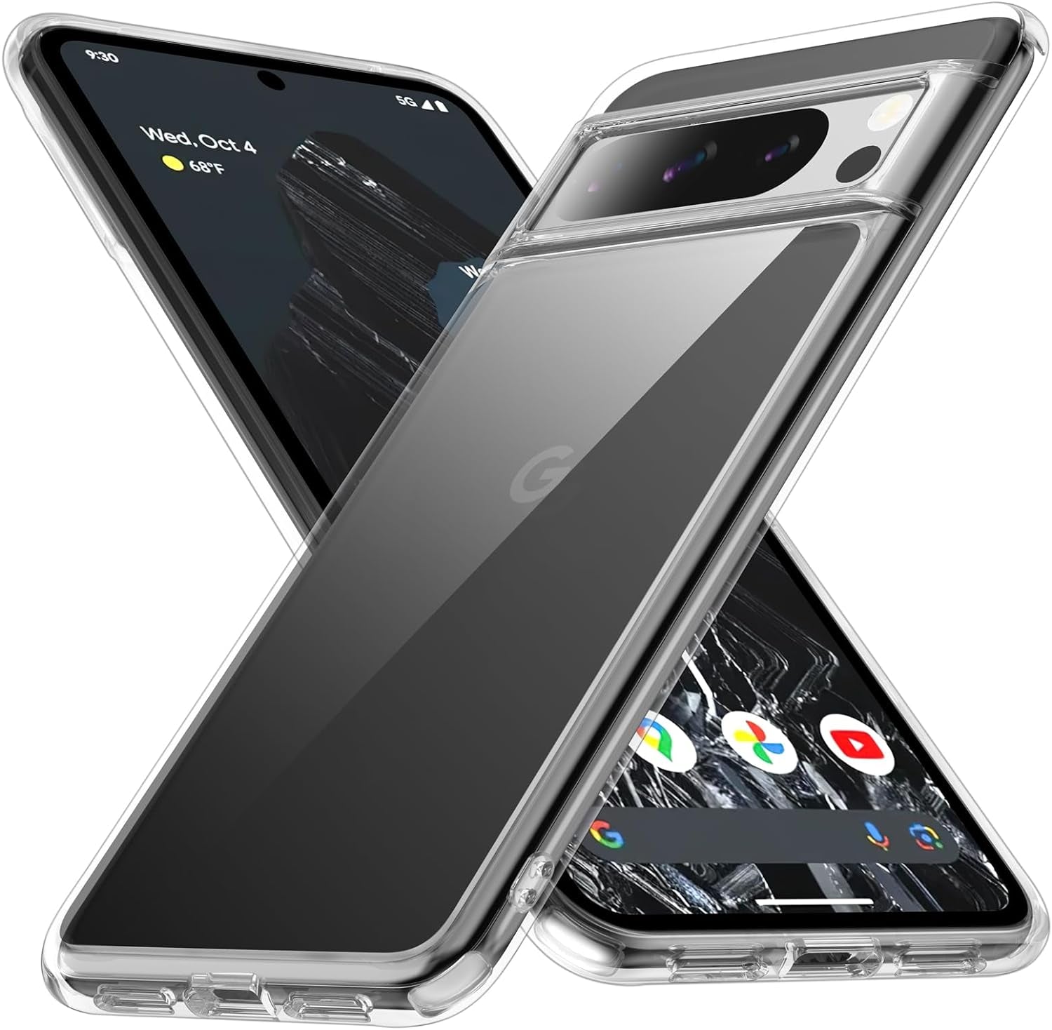 [360°Rotatable Ring] for Google Pixel 8 Pro Case Compatible with Magsafe [NO.1 Magnetic Invisible Stand] [Military Shockproof] [Translucent Matte] with Silicone Bumper for Pixel 8 Pro Cover Slim,Black  FNDMIL Clear Google Pixel 8 Pro [6.7 Inch] 