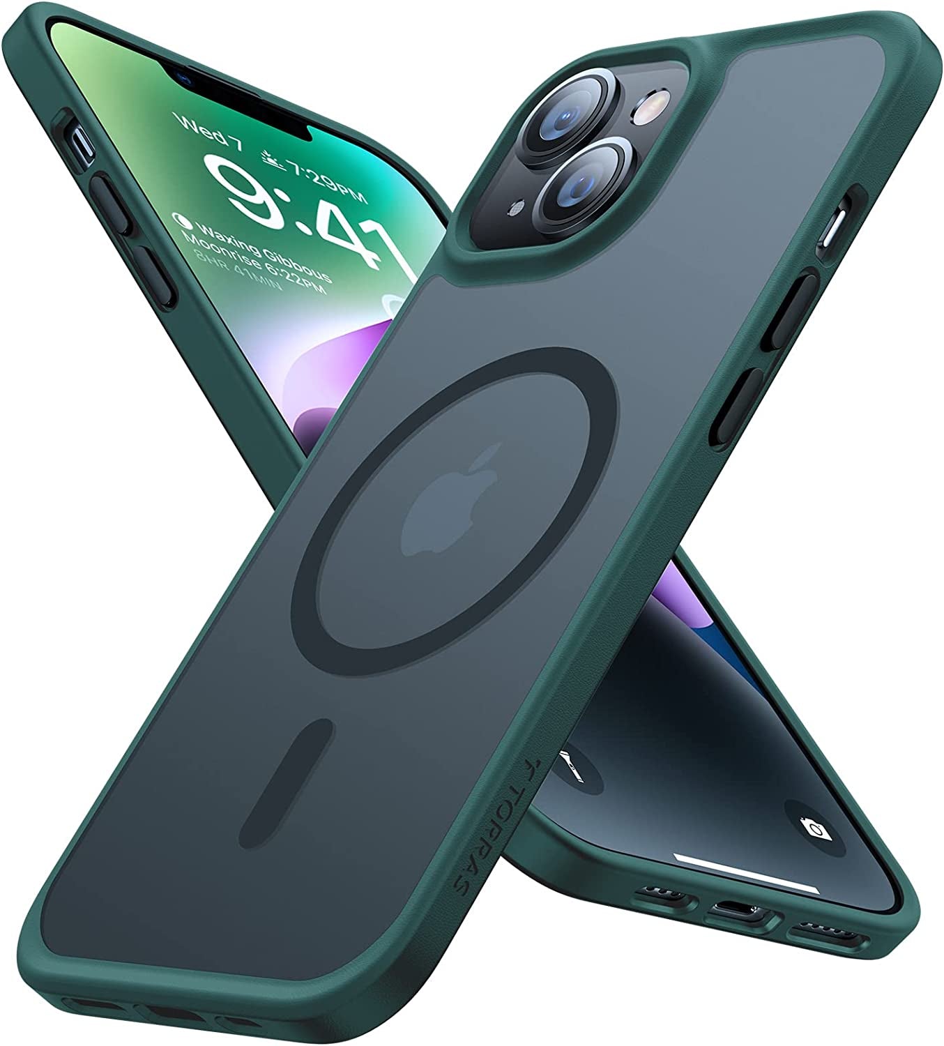 TORRAS Magnetic Designed for Iphone 14 plus Case, [10FT Military Grade Drop Tested] [Compatible with Magsafe] Slim Protective Translucent Matte Phone Case for Iphone 14 Plus, 6.7Inch,Purple  TORRAS Green Iphone 14Plus 