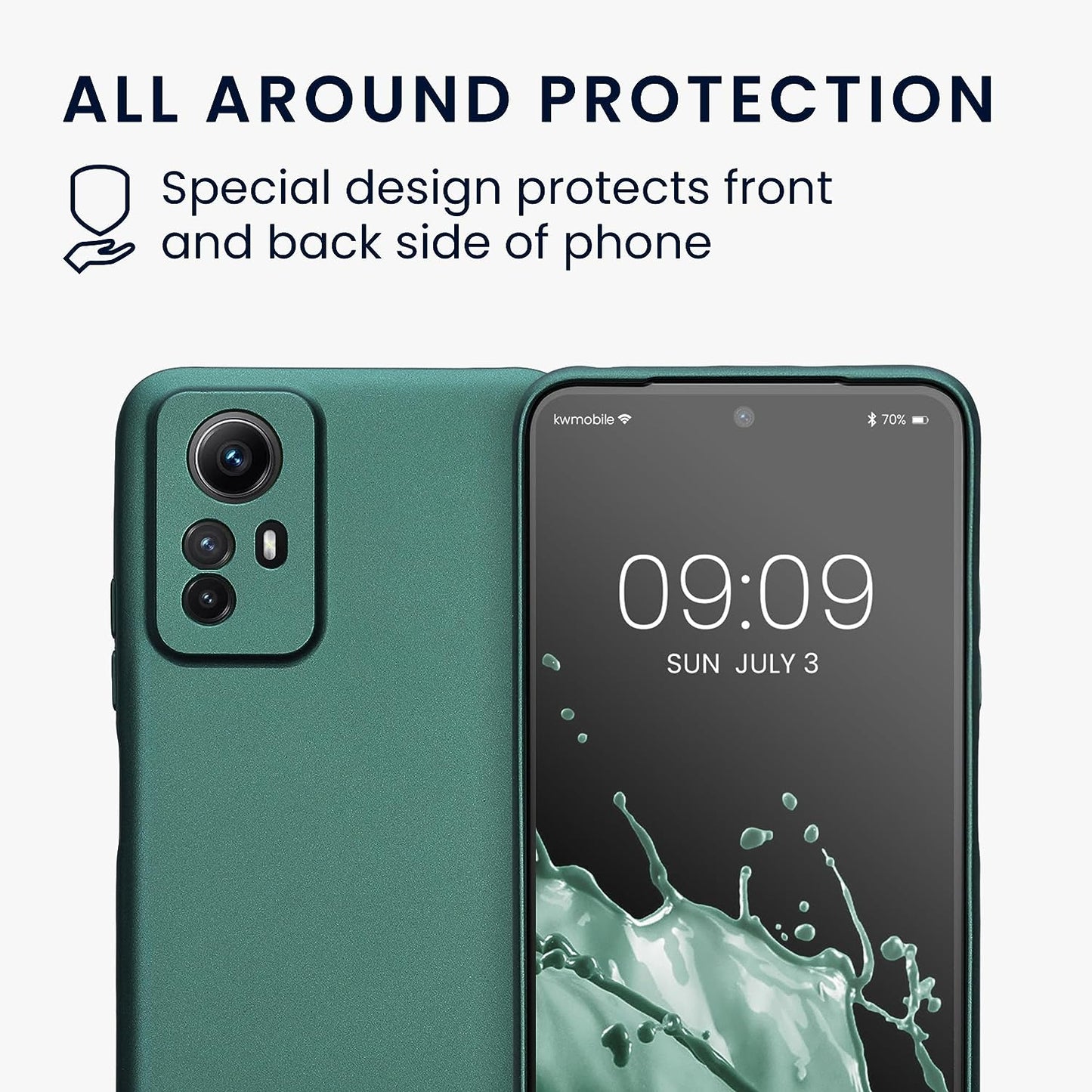 Kwmobile Case Compatible with Xiaomi Redmi Note 12S Case -Soft TPU Back Phone Cover - with Metallic Look - Metallic Teal  KW-Commerce   
