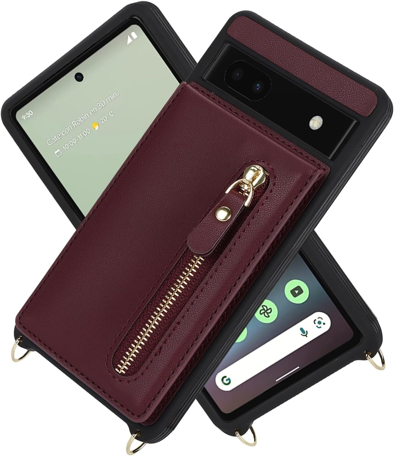 Jaorty Google Pixel 6A Case for Women with Card Holder 6.1" 5G 2022,Google Pixel 6A Phone Case with Strap,Crossbody Lanyard Cases with Credit Card Slots with Stand,Burgundy  Jaorty   