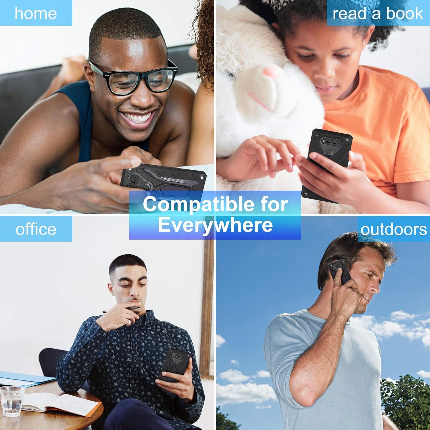 AFARER Case Compatible with LG G6 5.7 Inch, Military Grade 12Ft Drop Tested Protective Case with Kickstand,Military Armor Dual Layer Protective Cover - Black  AFARER   