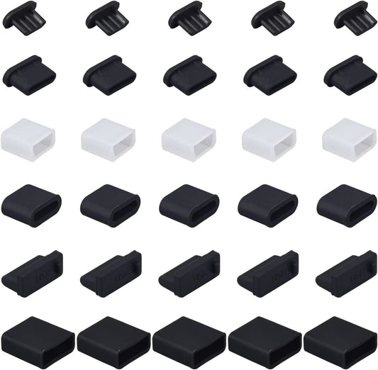 30PCS 6 Types USB anti Dust Plug Cover, Silicone USB Type-C Dust Stopper, Micro USB Cap Port Protector, anti Dust Cover Protector Plugs Cap for USB Type C, USB A, Micro USB Ports (30PCS)  imComor   