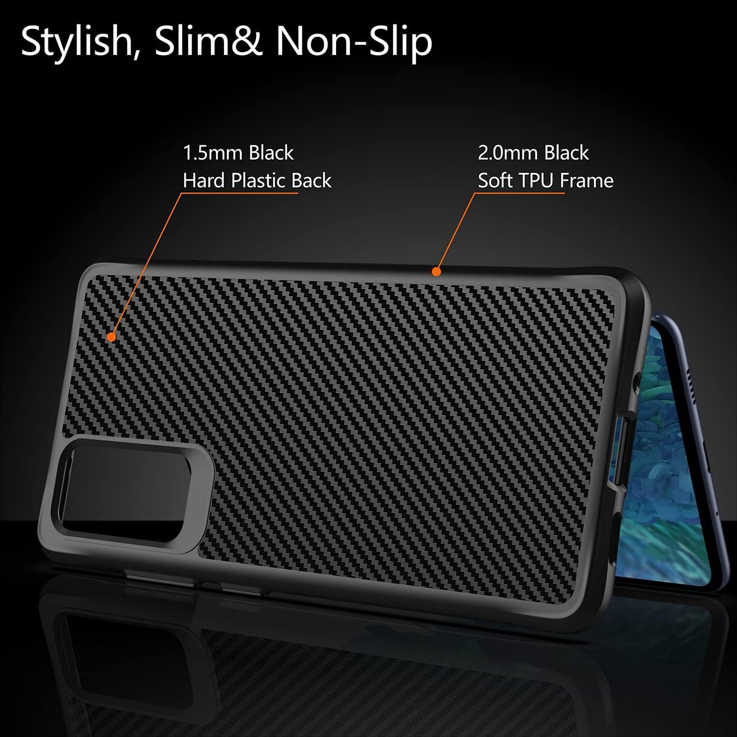 Rayboen Case for Samsung Galaxy S20 FE, Carbon Fiber Design [Military Grade Protection] Heavy Duty Shockproof Protective Case, Anti-Scratch Ultra Slim Cover for Galaxy S20 FE 5G, 6.5 Inch Black  Rayboen   