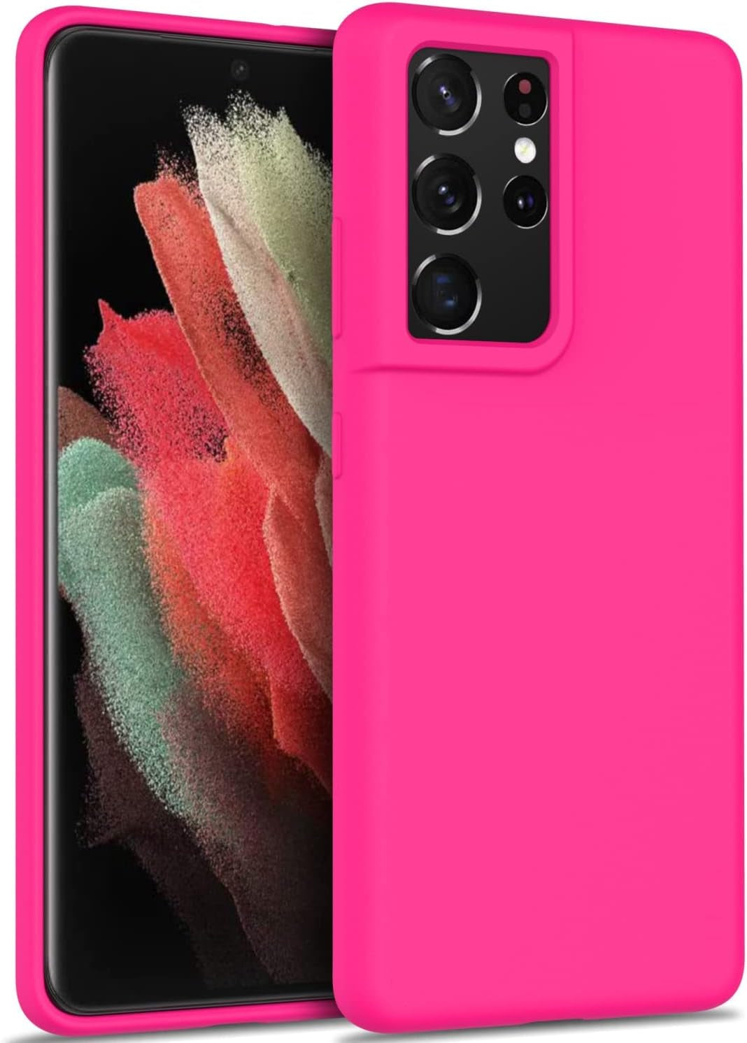 DEENAKIN for Samsung Galaxy S21 Ultra Case Silicone,Silky Smooth Flexible Gel Rubber Bumper Cover with Soft Microfiber Lining Slim Fit Protective Phone Case for Samsung Galaxy S21 Ultra Bright Yellow  DEENAKIN Hot Pink Samsung Galaxy S21 Ultra 