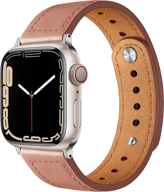 Leather Band Compatible for Apple Watch Band 49Mm 45Mm 41Mm 40Mm 44Mm 38Mm 42Mm,Chic Leather Strap for Iwatch Series Ultra/8/7/Se/6/5/4/3/2/1 Women Men Bracelet Replacement  SOLOLUP   