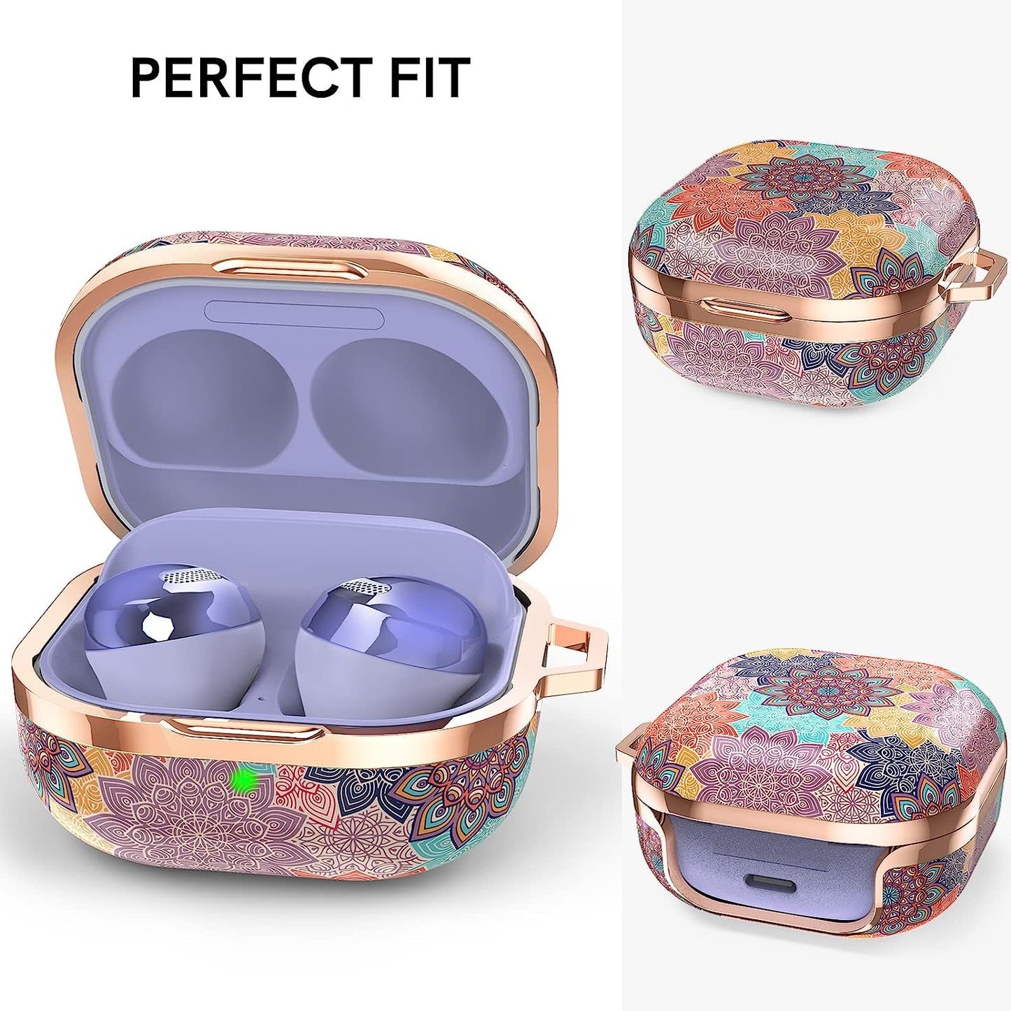 Delidigi for Galaxy Buds 2 Pro Case (2022) / Galaxy Buds Pro Case (2021) / Galaxy Buds 2 Case/Galaxy Buds Live Case Stylish Hard TPU Shockproof Case Cover for Women Girls Samsung Earbuds (Mandala)  Delidigi   