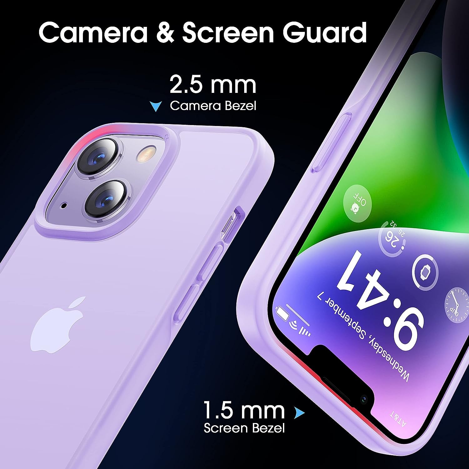CASEKOO Kooshock for Iphone 14 plus Case Matte 6.7 Inch 2022,[10FT Military Drop Protection][ Anti-Scratch] Protective Hard Back Translucent Shockproof Cover Non-Slip Bumper Slim Phone Cases, Purple  CASEKOO   