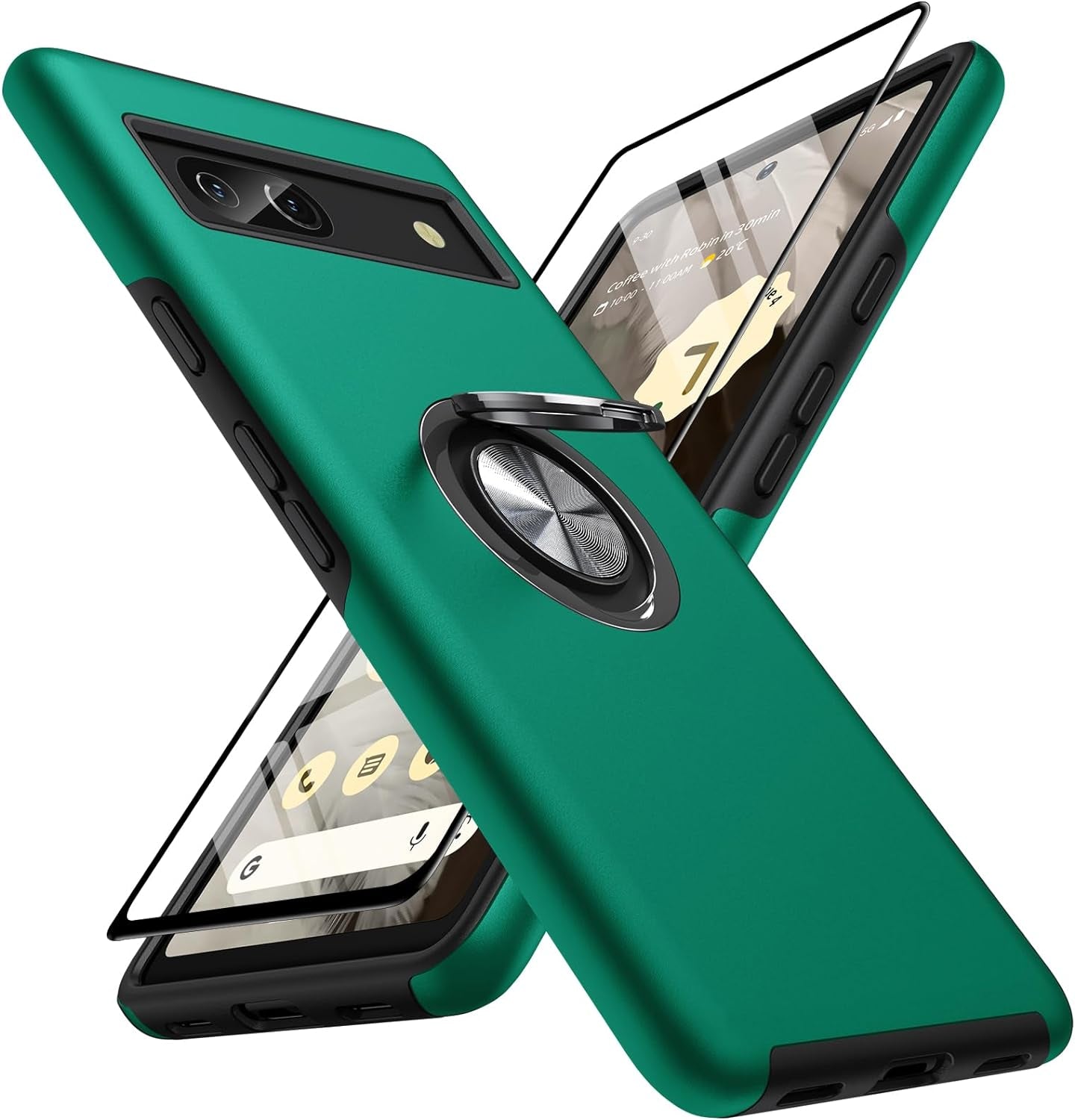 AOUIA Case for Pixel 7A 6.1 Inch, with 1Pcs Tempered Glass Screen Protector, [TPU+PC] Shockproof Protection Dual Layer Case for Google Pixel 7A, Purple  AOUIA Green  