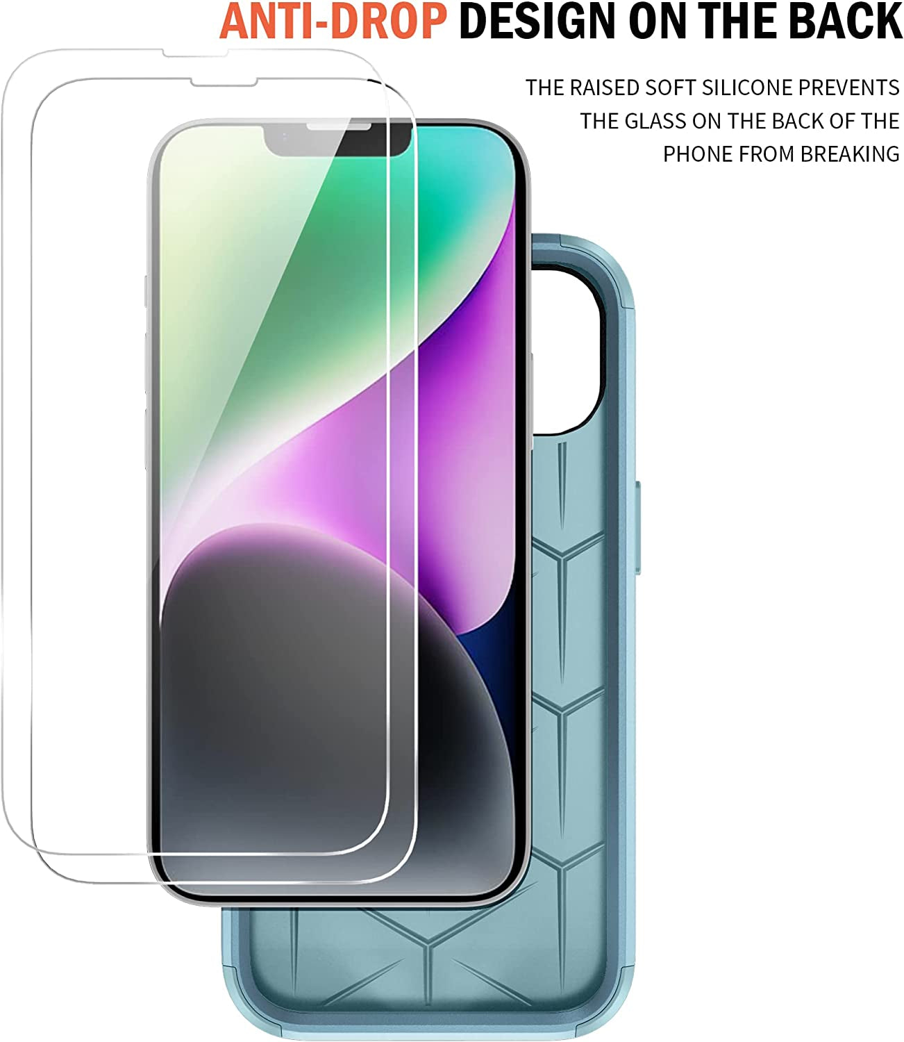 Ezanmull for Iphone 14 Case, [Shockproof] [Dropproof] [Full-Body] [2+Tempered Glass Screen Protector + 2+Tempered Camera Lens Protector] Heavy Duty Protection Phone Case for Apple Iphone 14 (Teal)  Ezanmull   