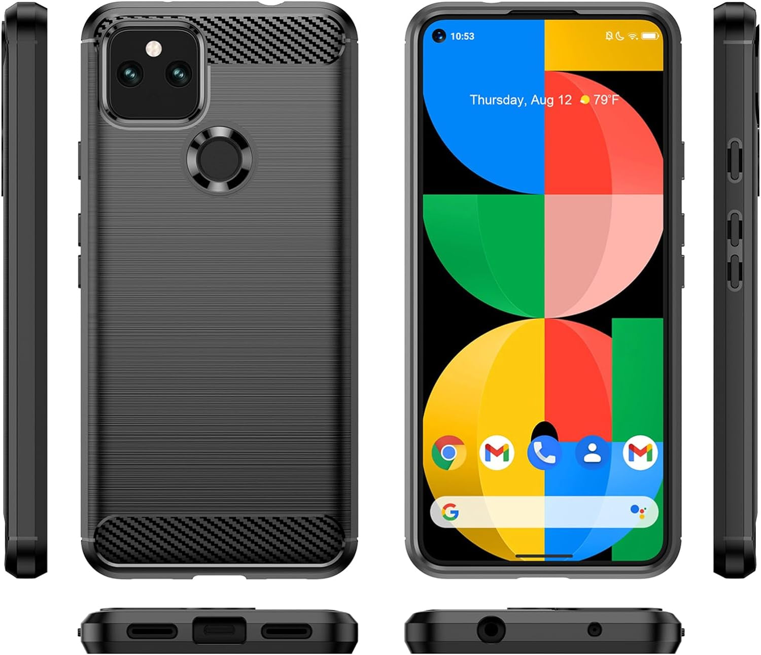 EUAGVQY for Pixel 4A 5G Google 4A 5G Case Carbon Fiber Soft TPU Anti-Slip Durable Lightweight Protective Phone Cover for Google Pixel 4A 5G（Black）  EUAGVQY   