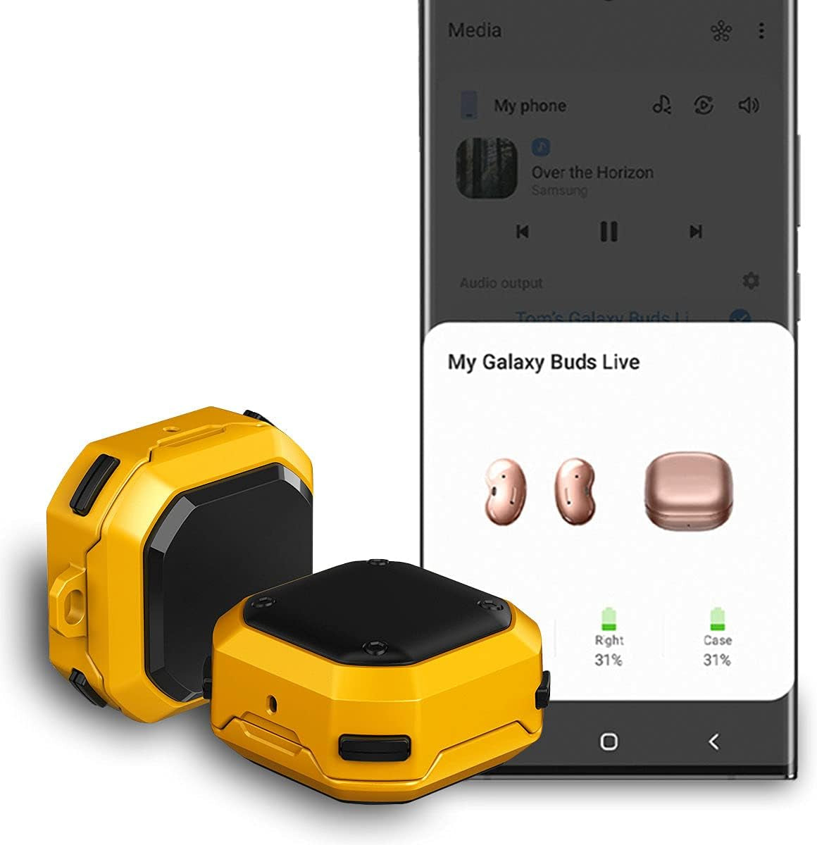 Wocoxo Compatible with Galaxy Buds Pro Case/Galaxy Buds Live Case, Shock-Proof Portable Protective Cover with Keychain (Yellow)  Wocoxo   