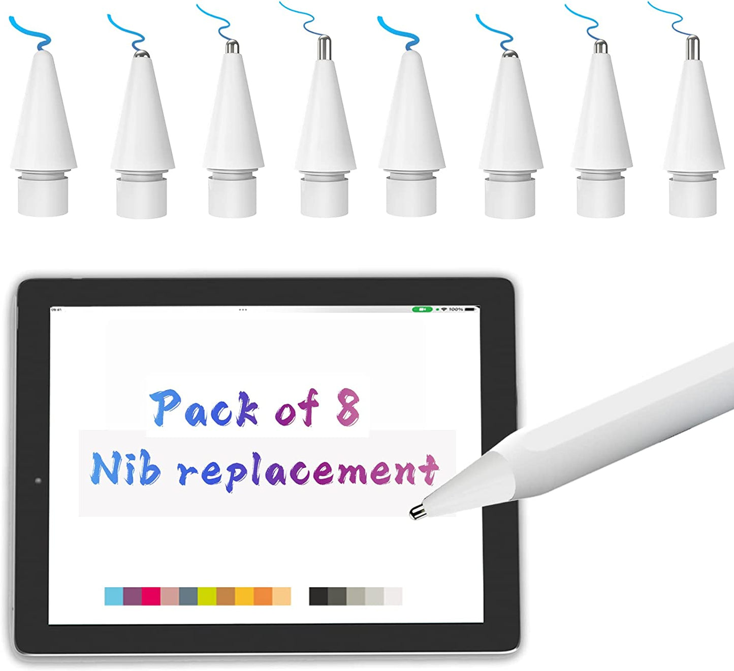 8 Pack for Apple Pencil Tips,Upgraded Replacement Pencil Nibs for Apple Pencil 2Nd Generation and Apple Pencil 1St Generation,Accessories Compatible with Apple Pencil 2 Generation Ipad Pro Pencil Tips  Inesore   