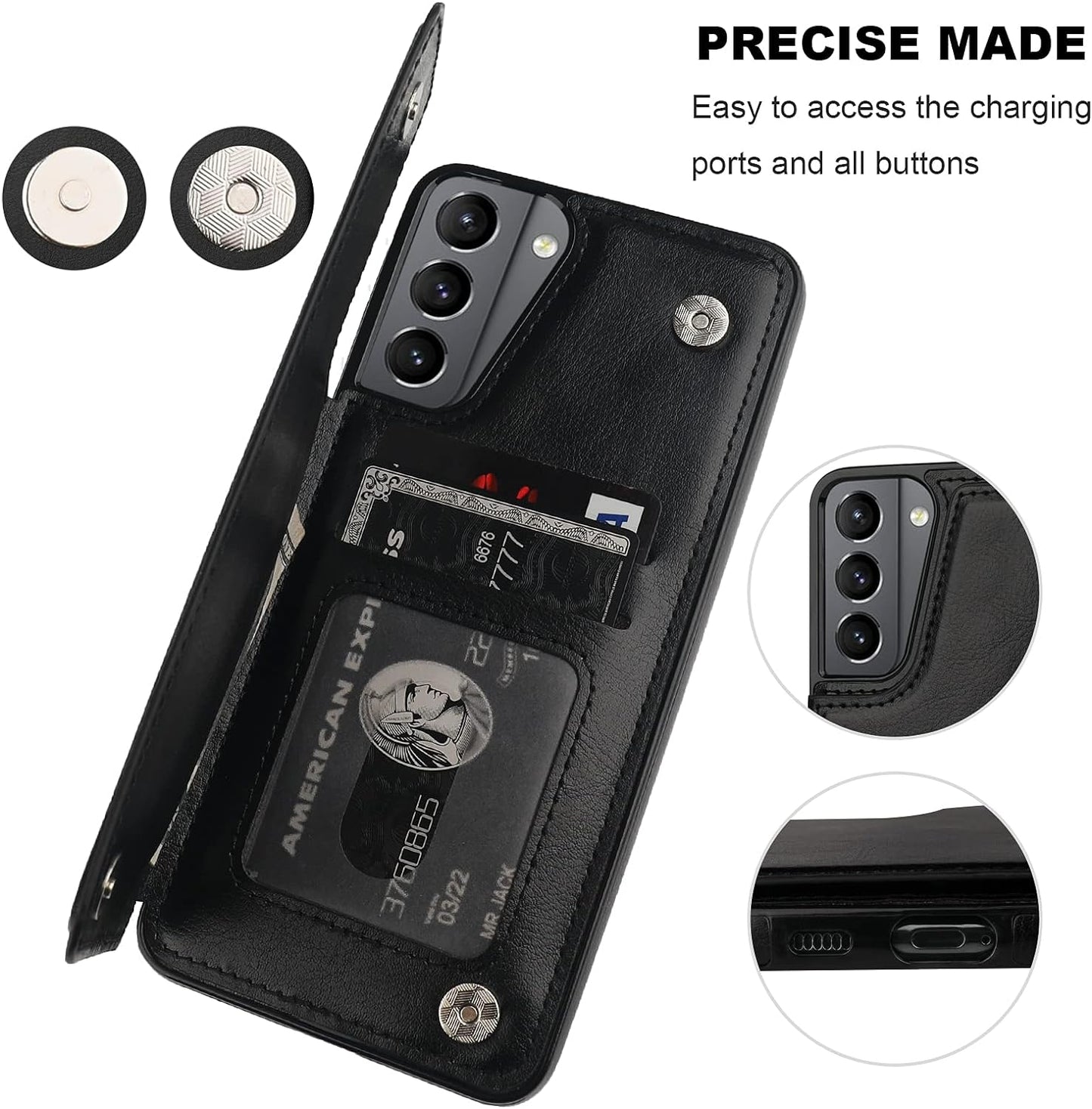 Onetop Compatible with Samsung Galaxy S21 plus Wallet Case with Card Holder, PU Leather Kickstand Card Slots Case, Double Magnetic Clasp and Durable Shockproof Cover 5G 6.7 Inch(Black)  Onetop   