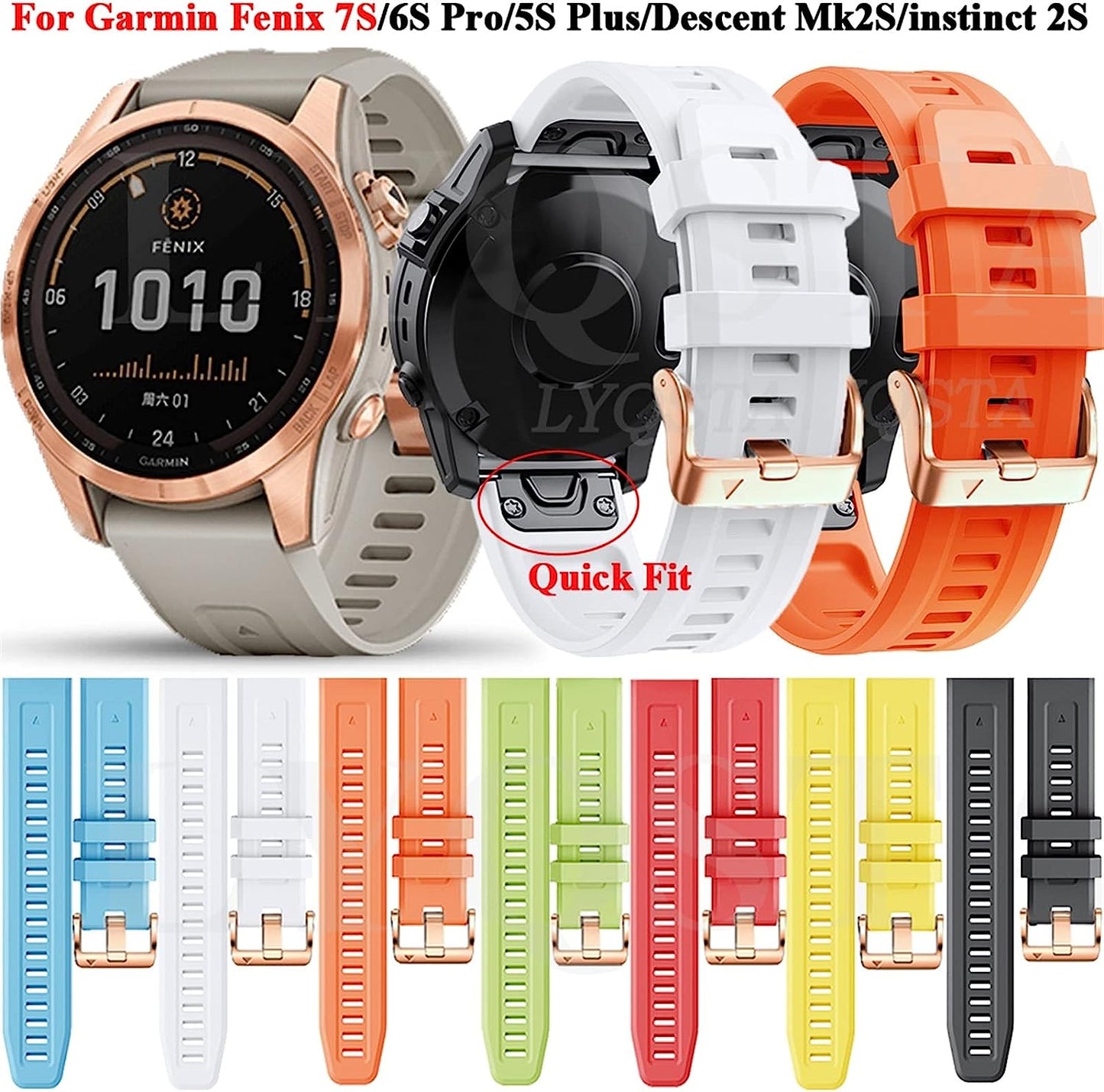 FEHAUK Watch Band for Garmin Fenix 7S 6S/ 6S Pro Official Silicone Replacement Strap Fenix 5Splus/D2 Delta S Instinct 2 Smart Watch Band 20Mm  FEHAUK   
