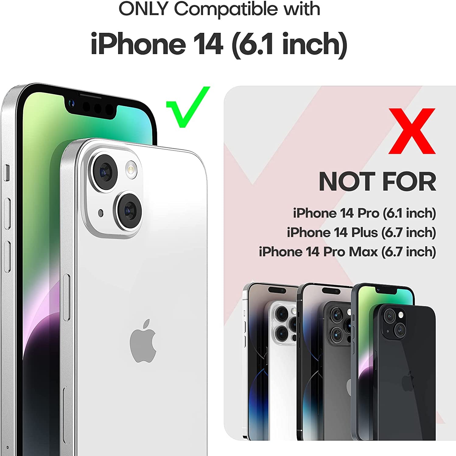 TAURI 5 in 1 Designed for Iphone 14 Case, [Not Yellowing] with 2 Screen Protector + 2 Camera Lens Protector [Military Drop Protection] Shockproof Slim Phone Case for Iphone 14 - Green  TAURI   