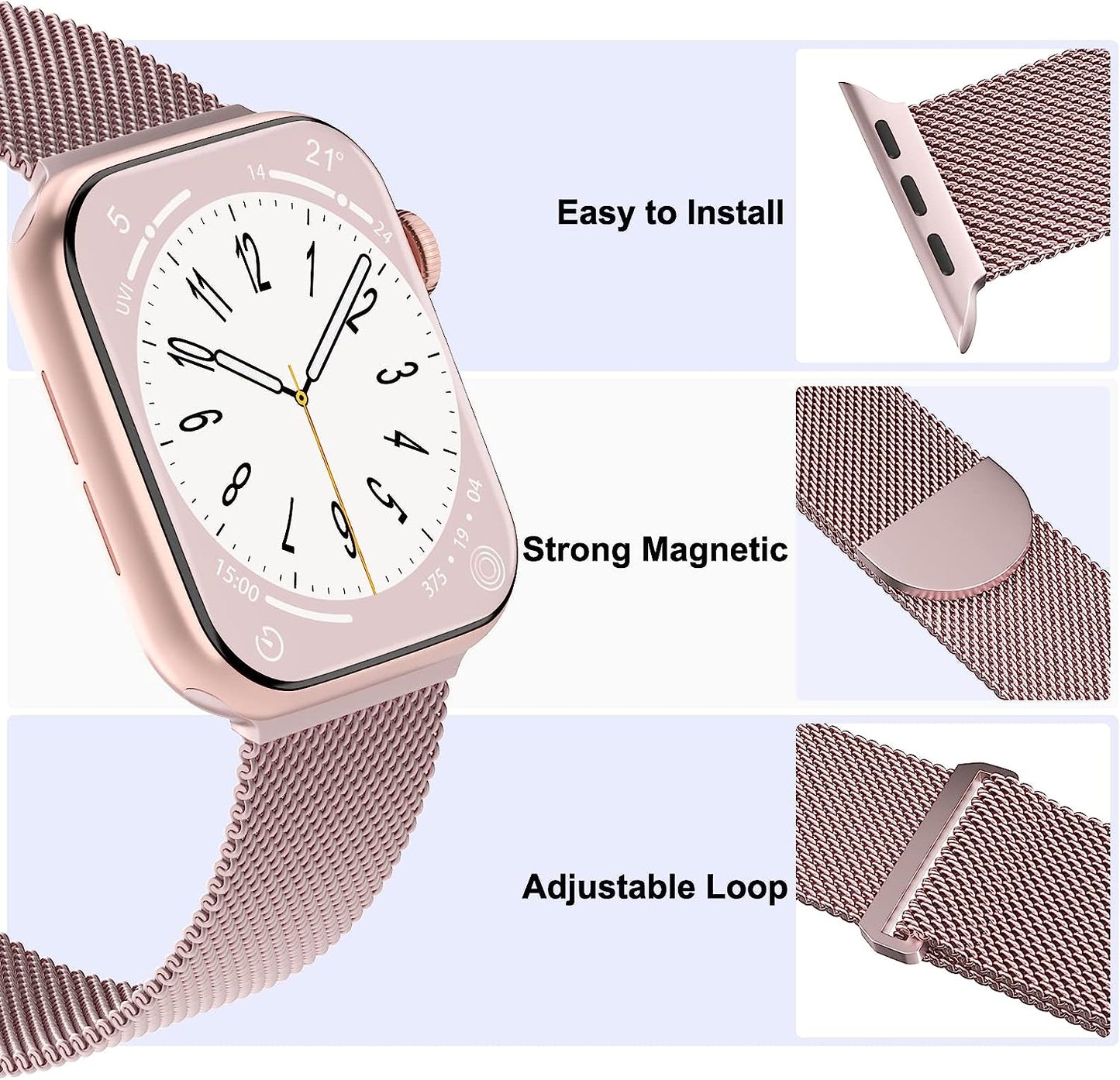 STEEZRD 3 Pack Mesh Metal Bands Compatible with Apple Watch Band 38Mm 40Mm 41Mm 42Mm 44Mm 45Mm 49Mm, Stainless Steel Magnetic Loop Strap Wristband for Iwatch Ultra Series 8/SE/7/6/5/4/3/2/1 Men Women  STEEZRD   