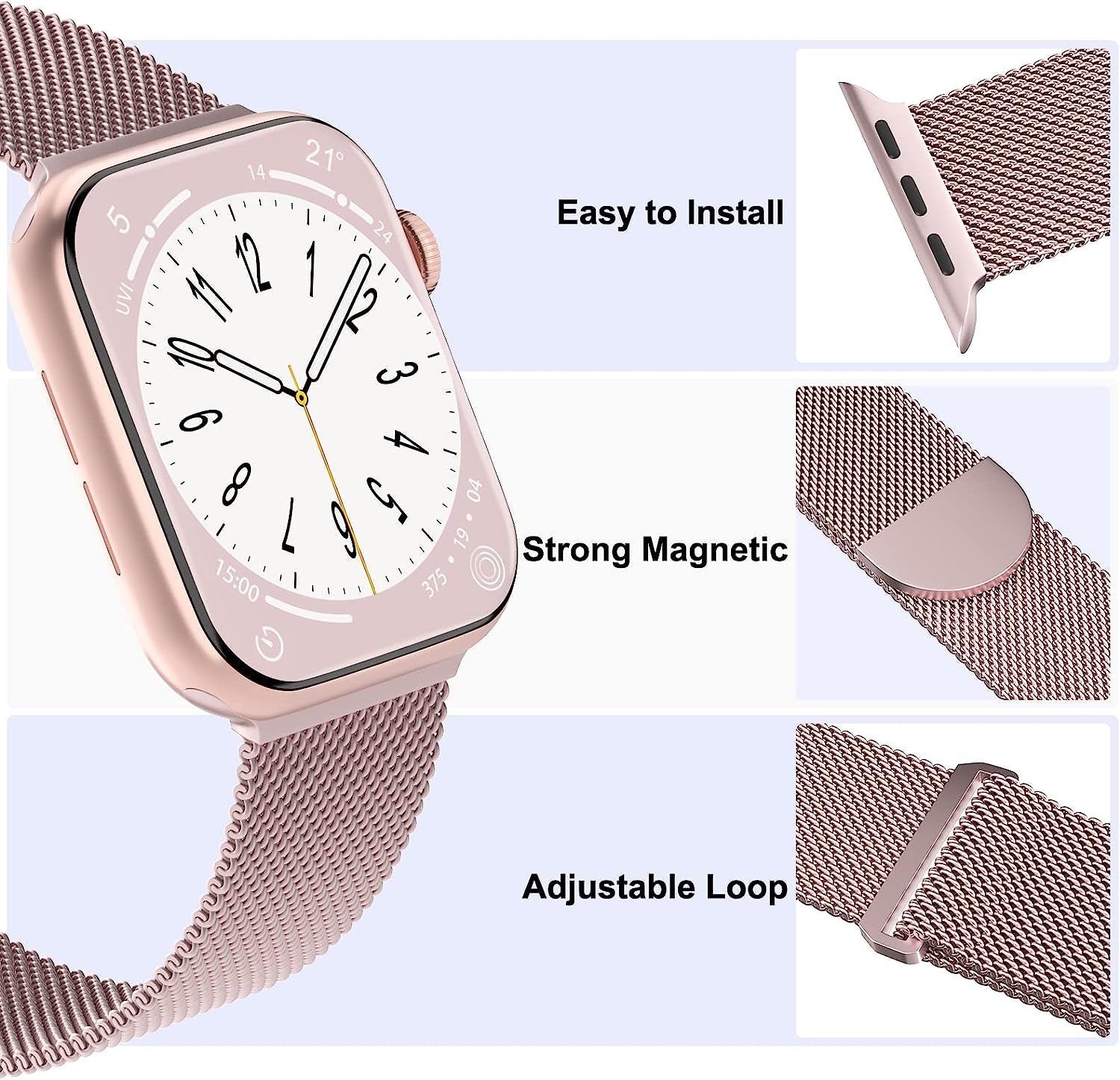 STEEZRD 3 Pack Mesh Metal Bands Compatible with Apple Watch Band 38Mm 40Mm 41Mm 42Mm 44Mm 45Mm 49Mm, Stainless Steel Magnetic Loop Strap Wristband for Iwatch Ultra Series 8/SE/7/6/5/4/3/2/1 Men Women  STEEZRD   