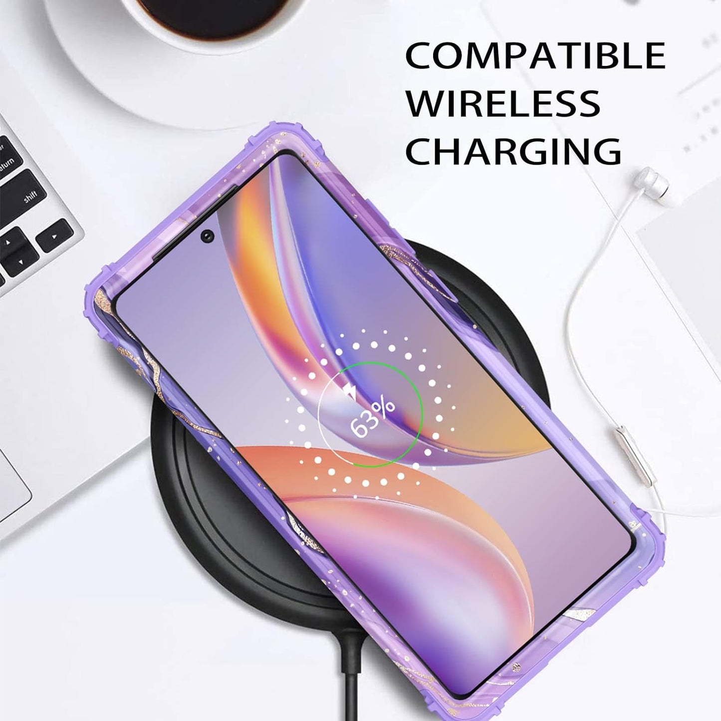 DUEDUE for Samsung Galaxy Note 20 Case, Marble Pattern Heavy Duty Rugged Shockproof Drop Protection 3 in 1 Hybrid Hard PC Cover Soft Silicone Bumper Phone Case for Samsung Note 20, Purple/Marble  DUEDUE   