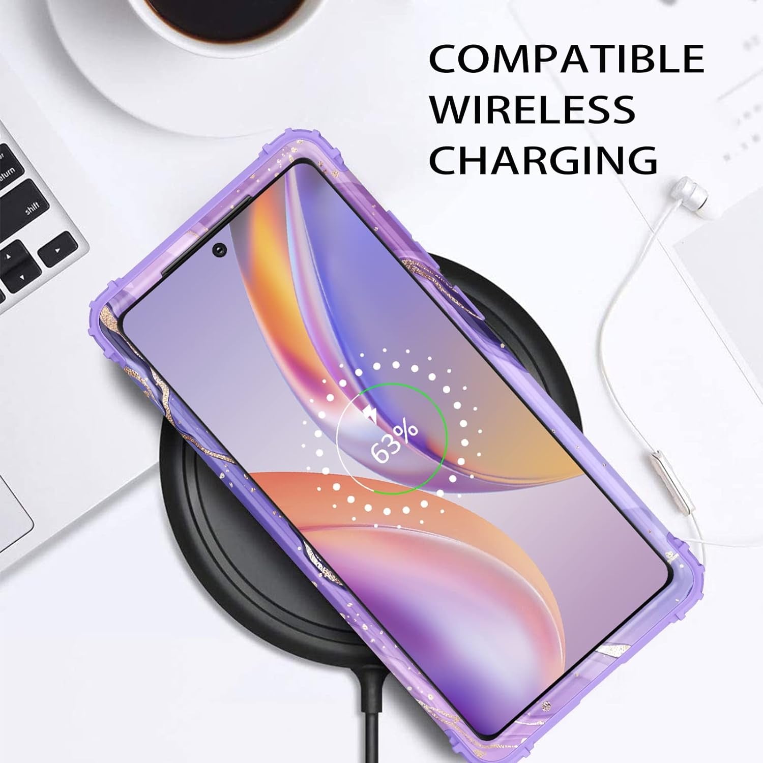 DUEDUE for Samsung Galaxy Note 20 Case, Marble Pattern Heavy Duty Rugged Shockproof Drop Protection 3 in 1 Hybrid Hard PC Cover Soft Silicone Bumper Phone Case for Samsung Note 20, Purple/Marble  DUEDUE   