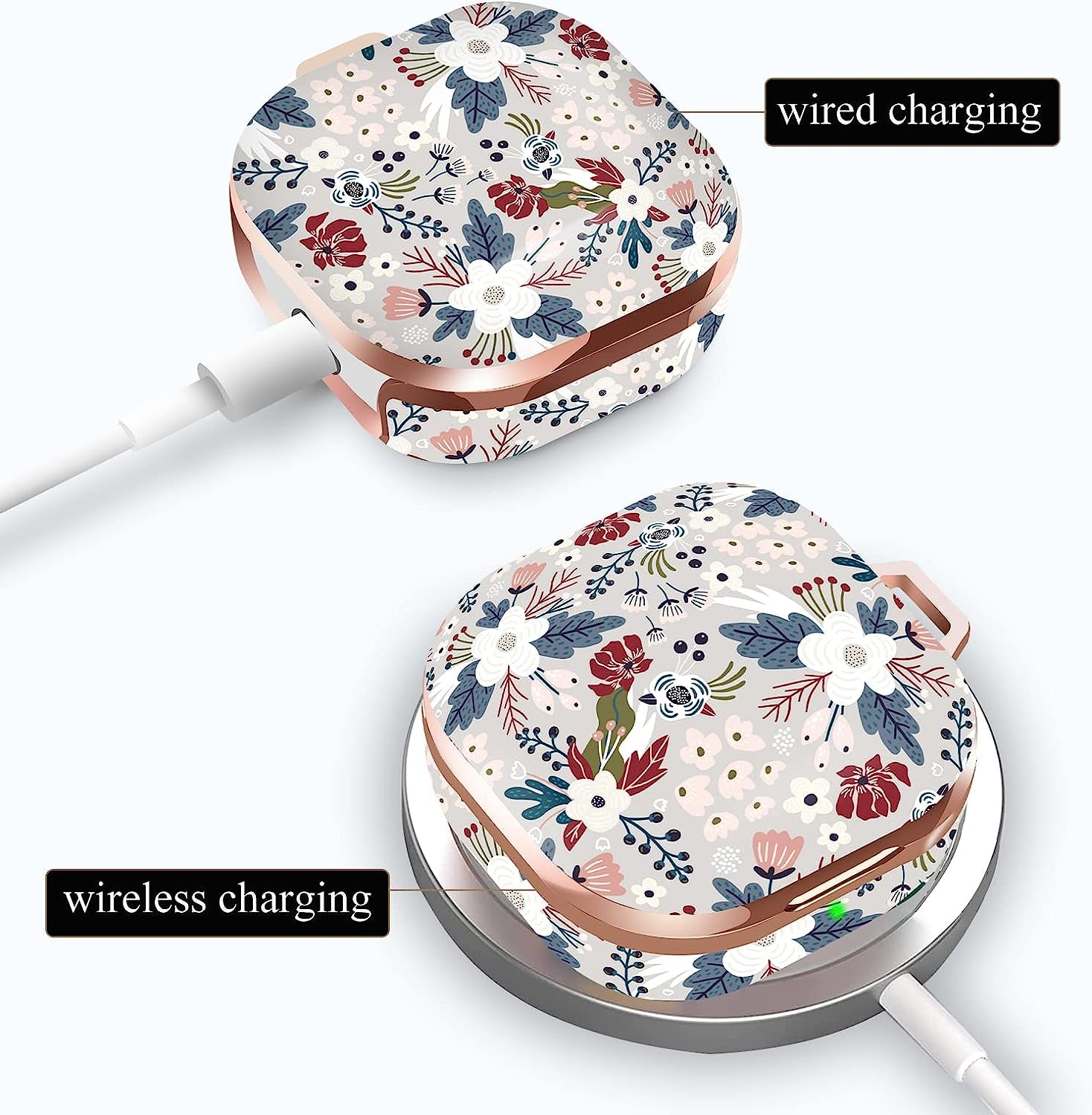 Happypapa Case for Samsung Galaxy Buds2 Pro (2022)/ Galaxy Buds 2 (2021)/ Galaxy Buds Pro (2021)/ Galaxy Buds Live (2020) for Women Girls Kids Men Full Protective Case Cover (Flowers Berries)  Happypapa   