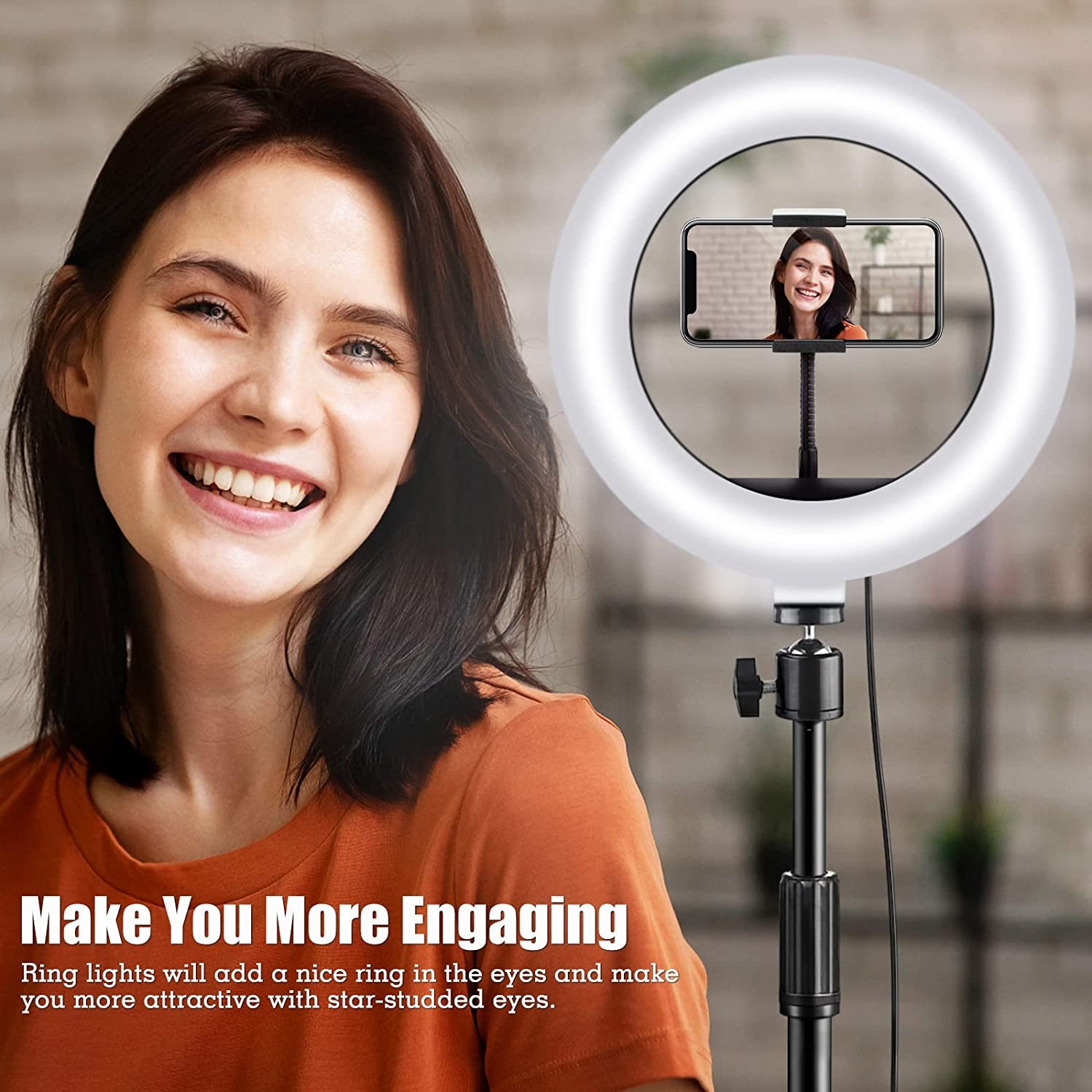 Selfie Ring Light with Stand and Phone Holder, 10'' Dimmable Desktop LED Circle Light for Laptop,Computer, Lighting Kit Gifts for Live Streaming/Laptop Video Conference/Chat/Makeup/Youtube/Tiktok/Vlog  RIEOMN   