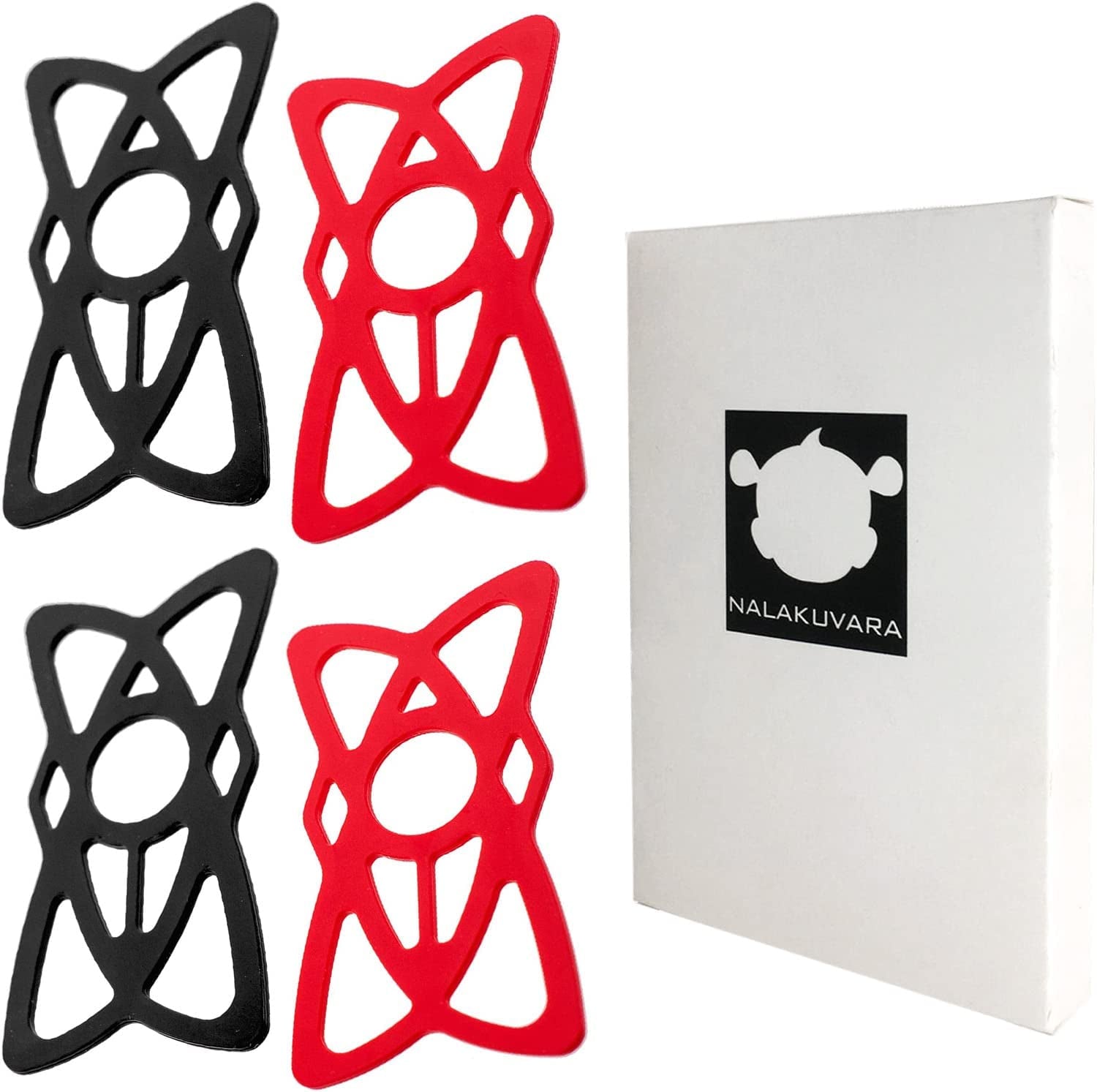 NALAKUVARA Phone Mount X Holder Grip Tether Rubber Strap Silicone Security Bands - Universal Motorcycle Bike Phone Mount Accessories Replacement Parts - Elastic X Web Grip (2 Black & 2 Red) 4 Pack  NALAKUVARA   