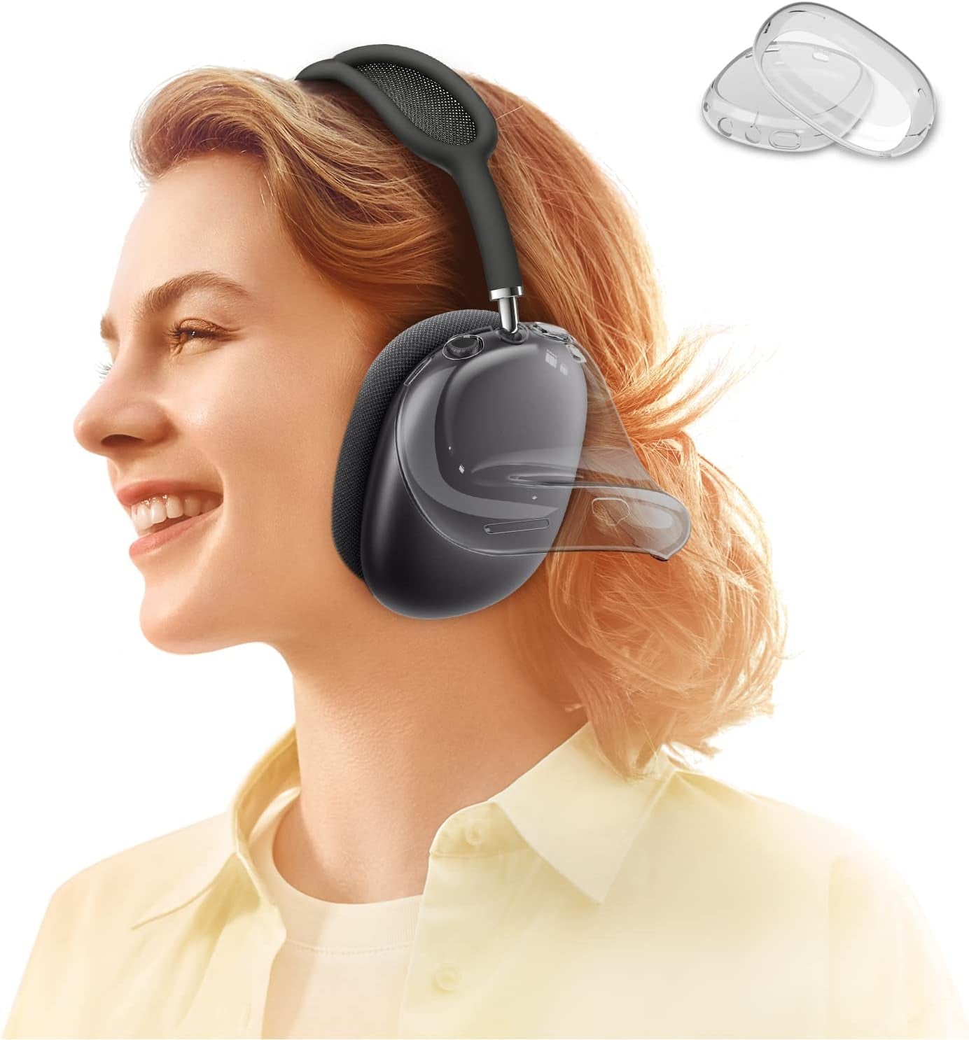 Clear Case for Airpods Max Case Cover, AIRSPO Clear Soft TPU Anti-Scratch Protective Case Cover for Airpods Max Headphones,Transparent Airpods Max Cover (Blue)  AIRSPO Clear Black  