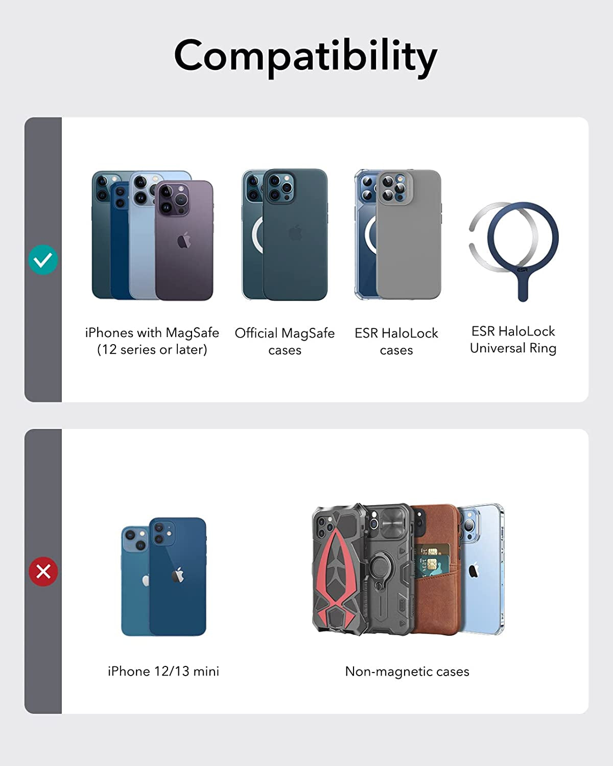 ESR Halolock Vegan Leather Phone Wallet Stand, Magsafe Wallet and Adjustable Stand, Magnetic Wallet Compatible with Iphone 14/13/12 Series, Not Compatible with Iphone 13/12 Mini, 3 Card Holder, Black  Electronic Silk Road Corp   