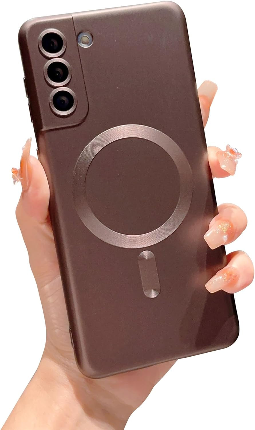 Phylla Samsung Galaxy S21+ plus Phone Case [Compatible with Magsafe] [Full Camera Protection Slim] Luxury Magnetic Solid Color Cover Soft Silicone Bumper for Galaxy S21 plus 5G 6.7" (Blackish Green)  phylla\1 Blue  