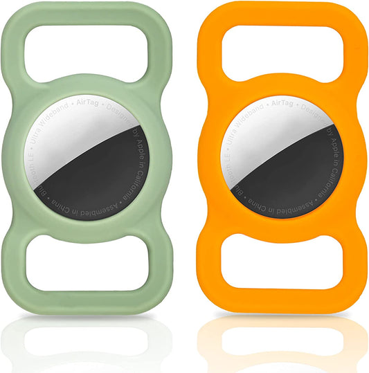 Sisydoe 2 Pack Apple Airtag Protective Case,Airtag Case for Dog Collar,Airtag Holder for Dog Collar and Backpack(Emerald Green/Orange)  sisydoe   