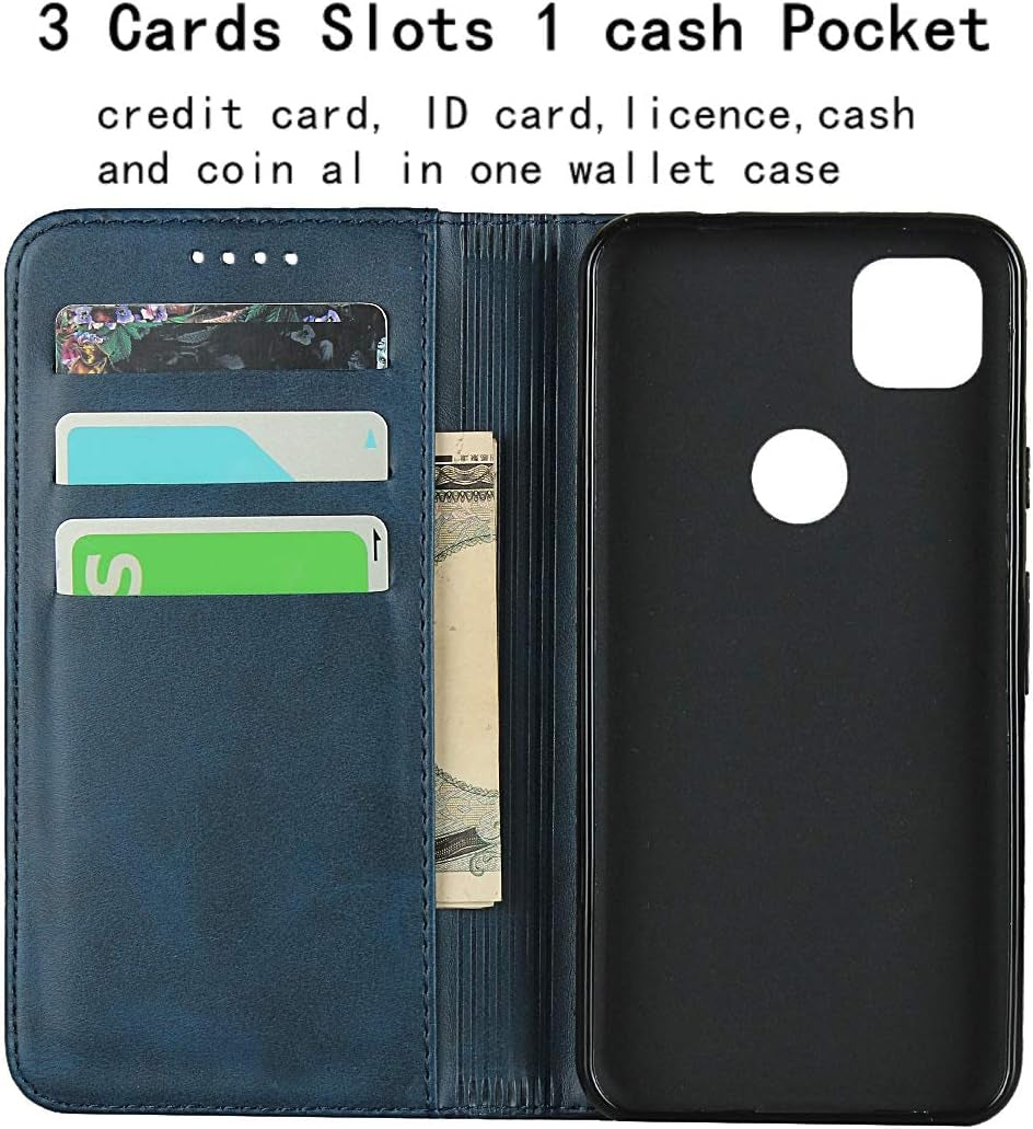 Jaorty Designed for Pixel 4A Wallet Case,Premium PU Leather Flip Folio Case with Card Slot,Stand Holder,Magnetic Closure TPU Case for Google Pixel 4A 4G 5.81 Inch,Navy Blue  Jaorty   