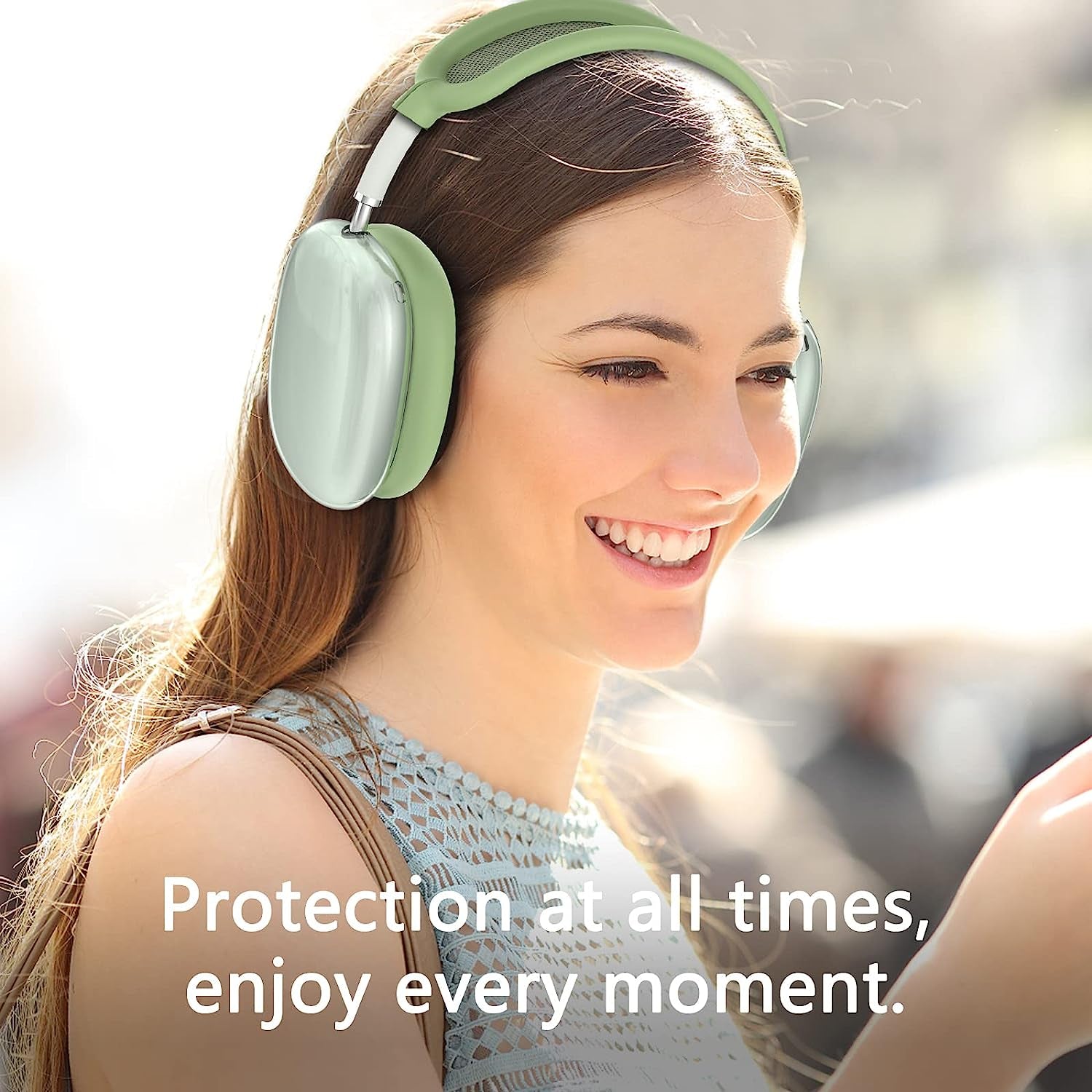 Silicone Case Cover for Airpods Max Headphones, Clear Soft TPU Ear Cups Cover/Ear Pad Case Cover/Headband Cover for Airpods Max, Transparent Accessories Silicone Protector for Apple Airpods Max, Green  MINDRESY   