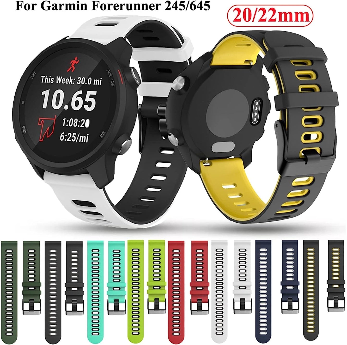 SERDAS Silicone Sport Strap for Garmin 245 Bracelet Watchband Band for Garmin Forerunner 245 645 Smartwatch 20 22Mm Wristband Belt  SERDAS   