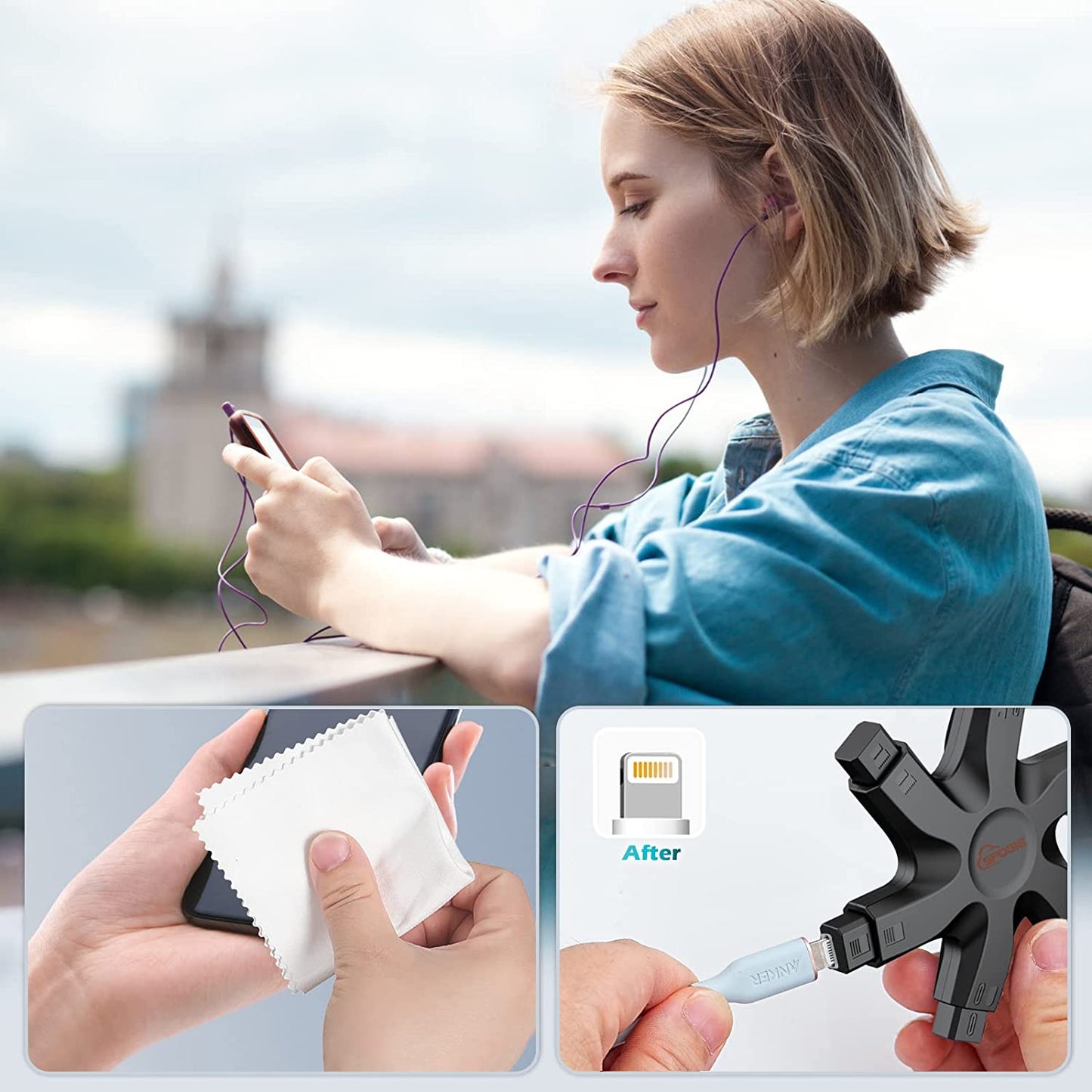 12 in 1 Iphone Cleaning Kit, Airpods Cleaning Kit with Portable Bag, Iphone Charging Port Cleaning Kit, Fix Unreliable Charging Connection, 2023 (Black)  Spogie   