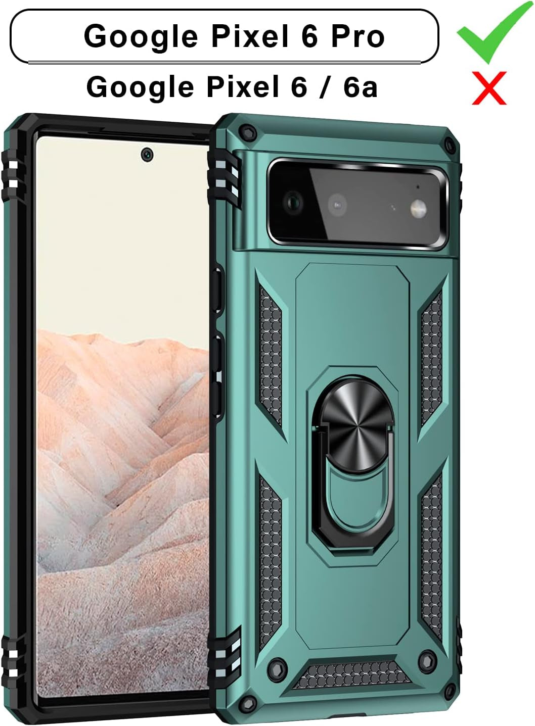 Korecase Designed for Google Pixel 6 Pro Case Heavy Duty Rugged Full Body Shockproof Scratch Proof Screen Protection Built-In 360 Ring Kickstand Military Hard Cover for Men Women Green  Korecase   
