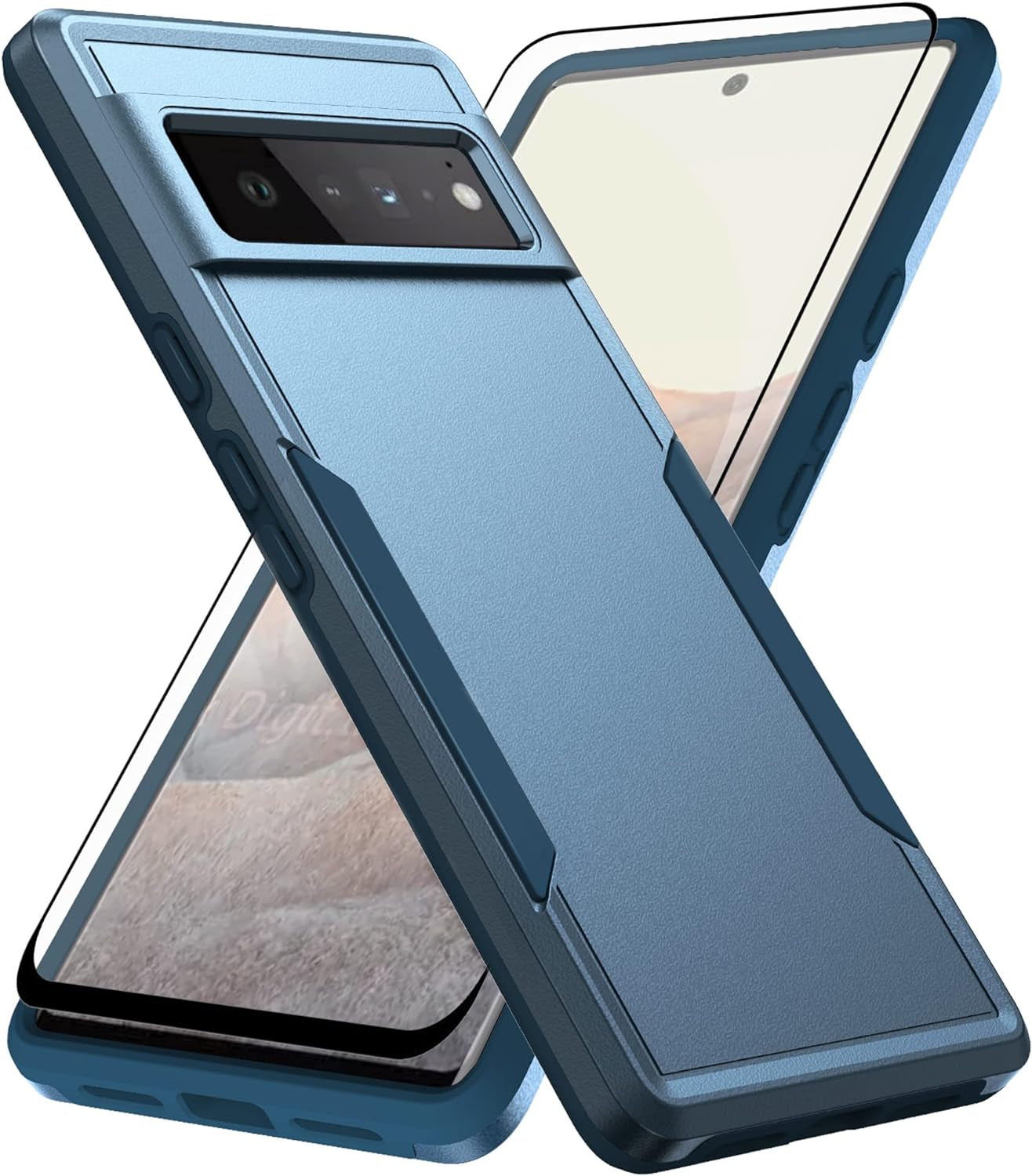 Asuwish Phone Case for Google Pixel 6 Pro with Tempered Glass Screen Protector Cover and Slim Thin Hybrid Full Body Protective Cell Accessories Pixel6Pro Pixel6 XL 6XL Pixle 6Pro 5G Women Men Purple  Asuwish Blue  